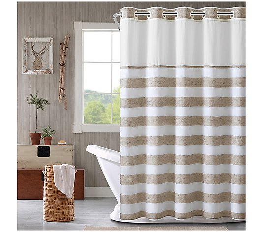 Hookless Yarn Dye Stripe Shower Curtain, Qvc Shower Curtains