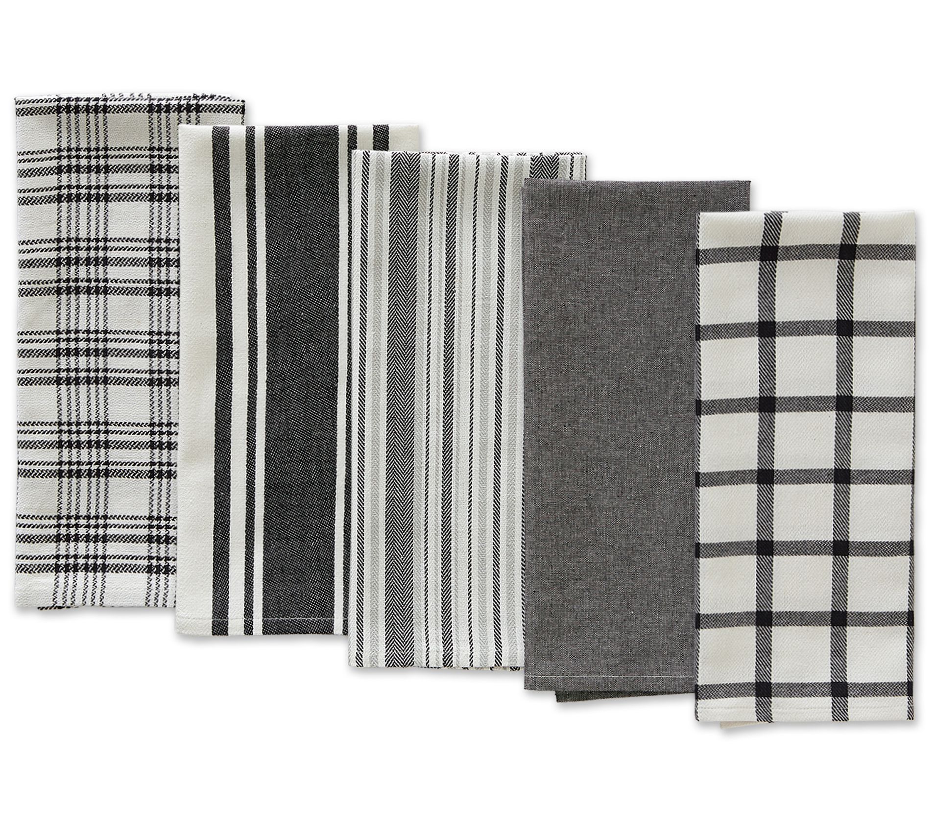Design Imports Set of 5 Assorted Woven Kitchen  Towels