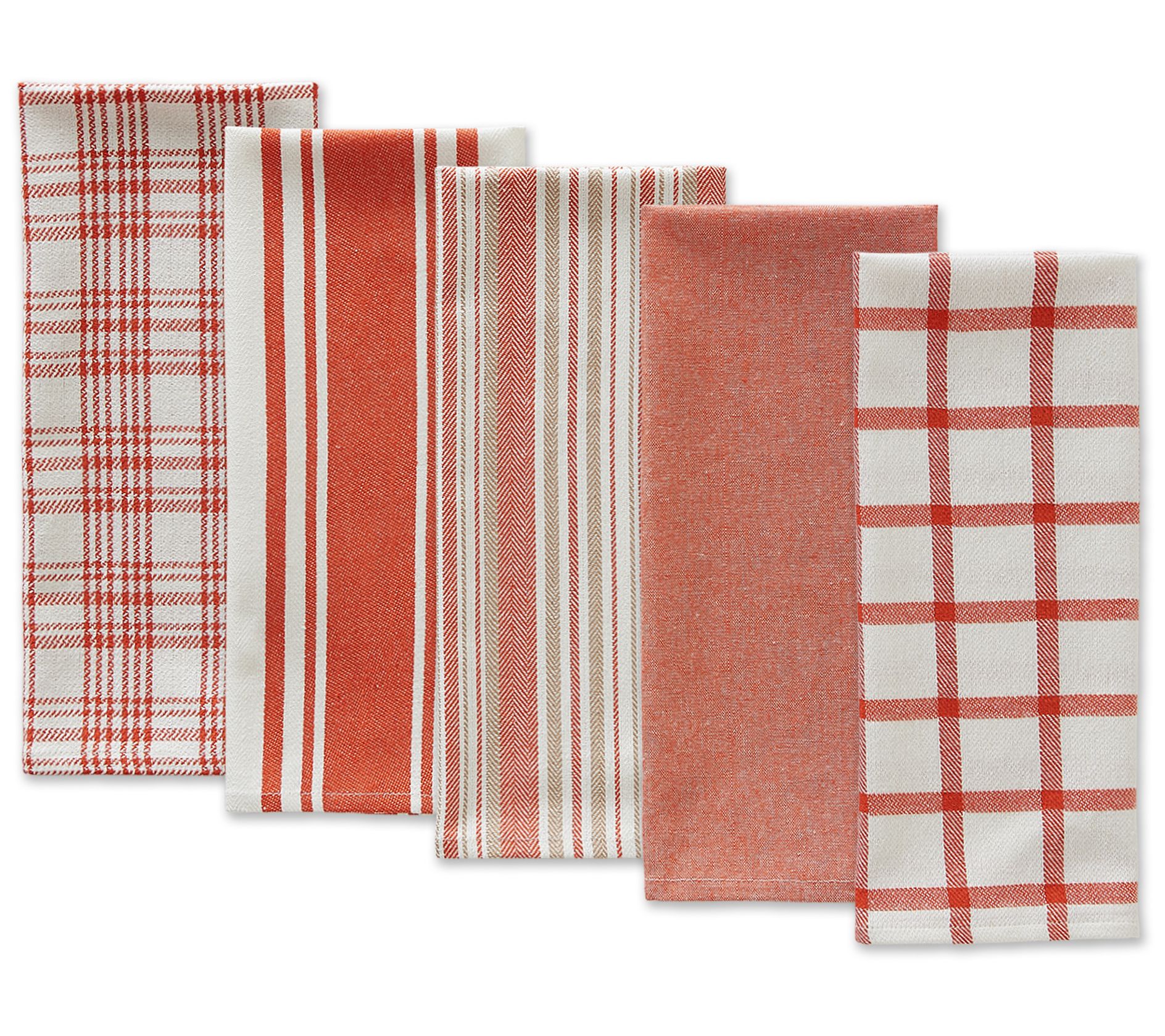 Design Imports Set of 5 Assorted Woven KitchenTowels