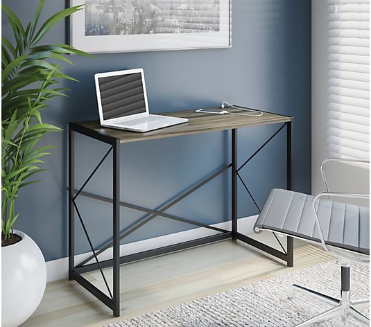 Twin Star Home Office Desk with Two USB Charging Ports