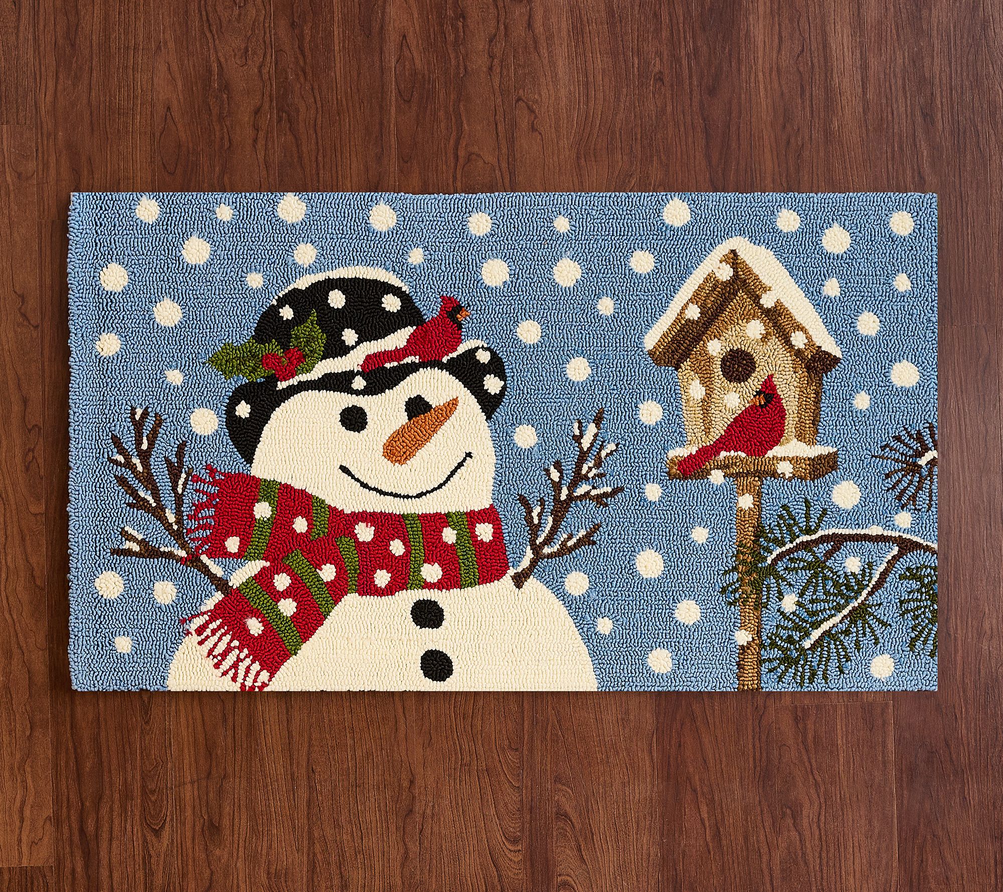 Robin Doormat in Grey, Machine Washable Christmas Indoor Doormat