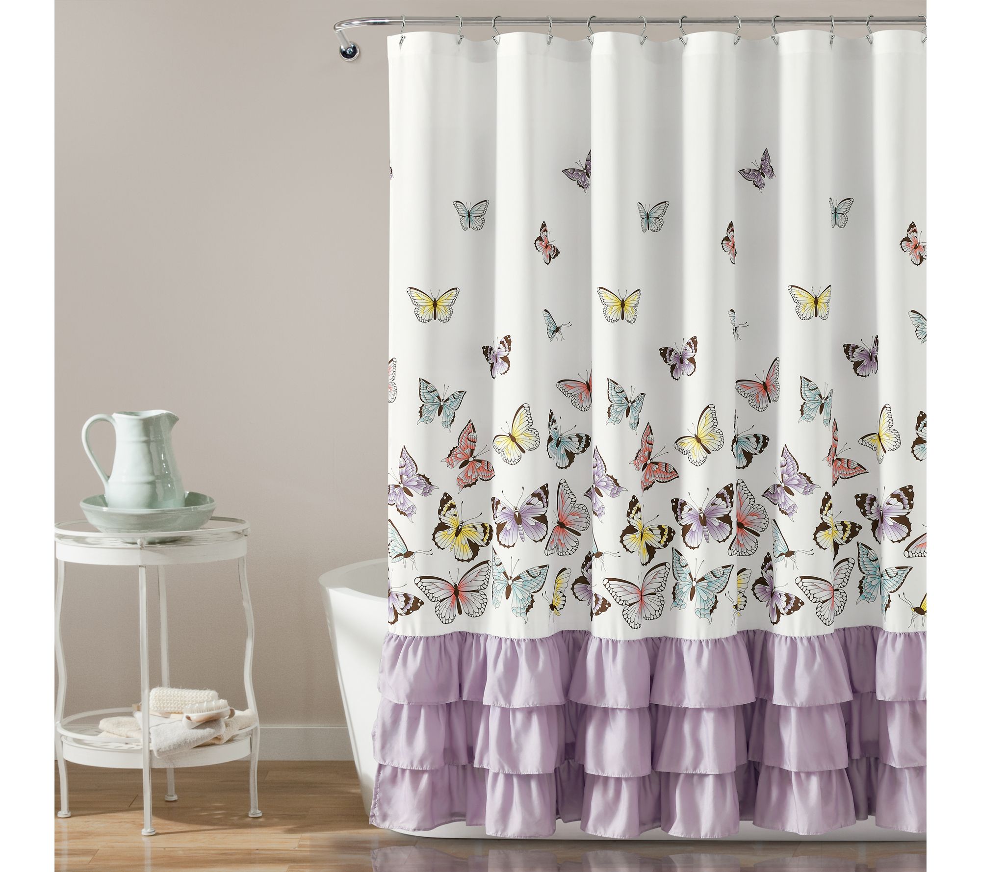 Lush Decor Flutter Butterfly Shower Curtain Single 72X72