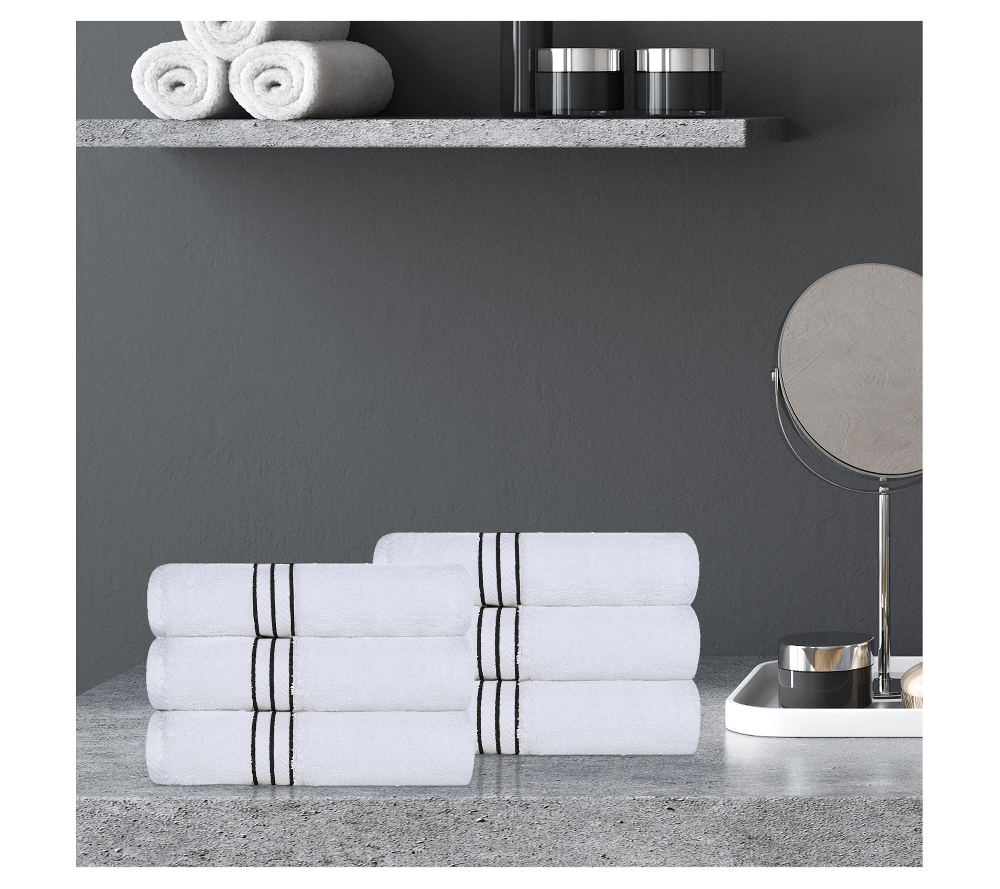 Superior Turkis h Cotton Ultra- Plush Solid 6-P iece Hand Towel