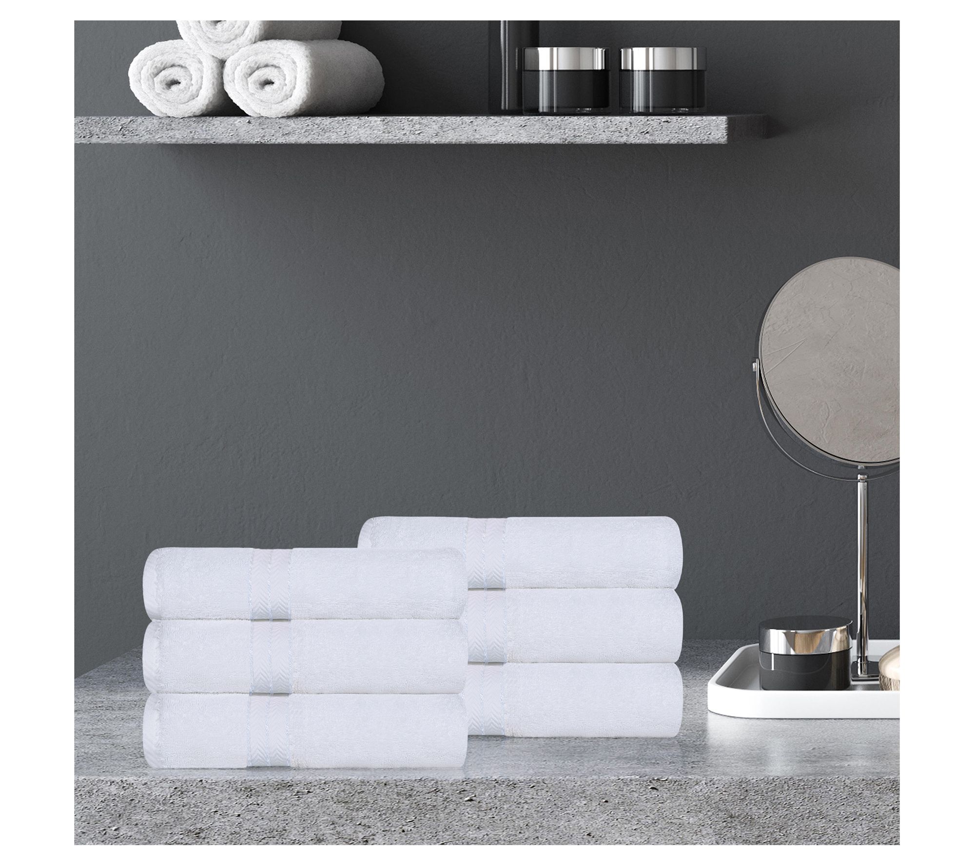 Superior Turkis h Cotton Ultra- Plush Solid 6-P iece Hand Towel