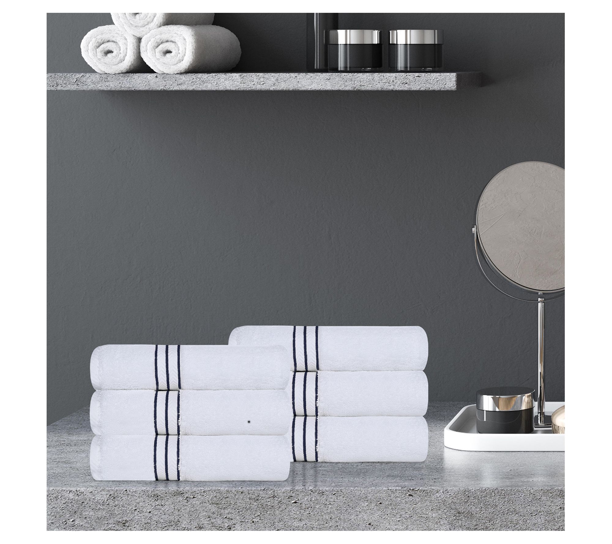 Superior Turkis h Cotton Ultra- Plush Solid 6-P iece Hand Towel