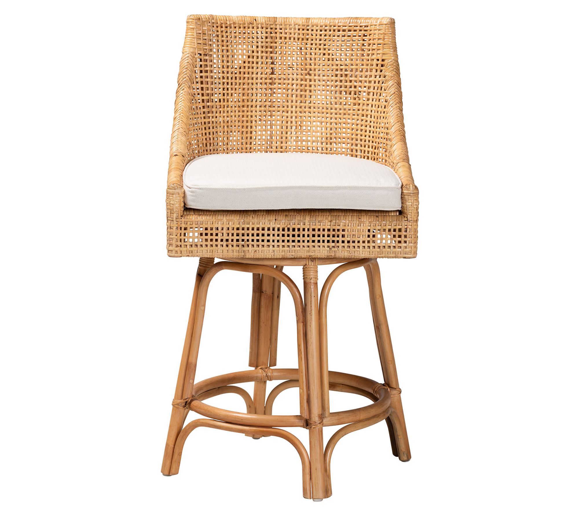 Baxton Studio Bella Natural Brown Rattan Counter Stool