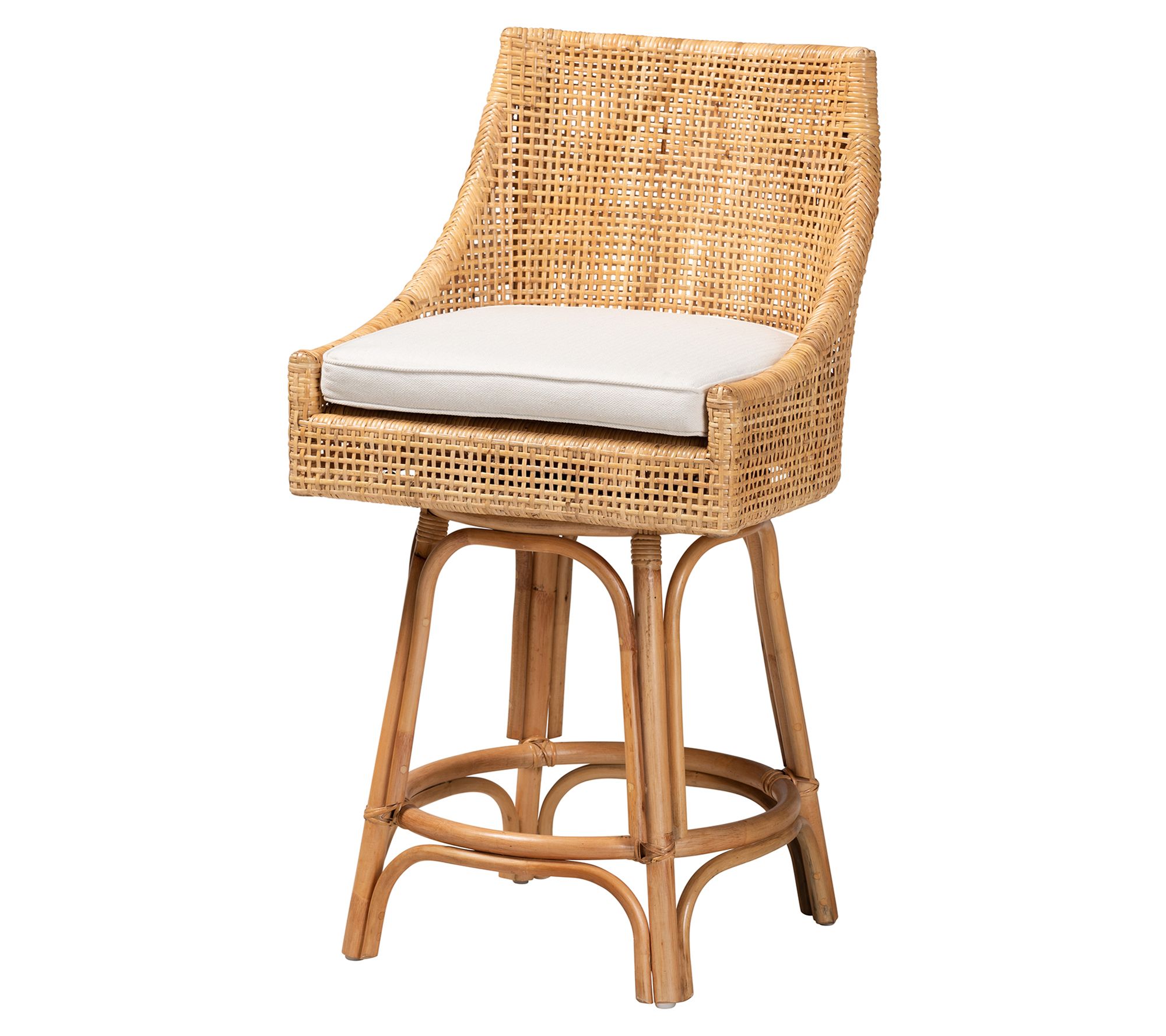 Baxton Studio Bella Natural Brown Rattan Counter Stool