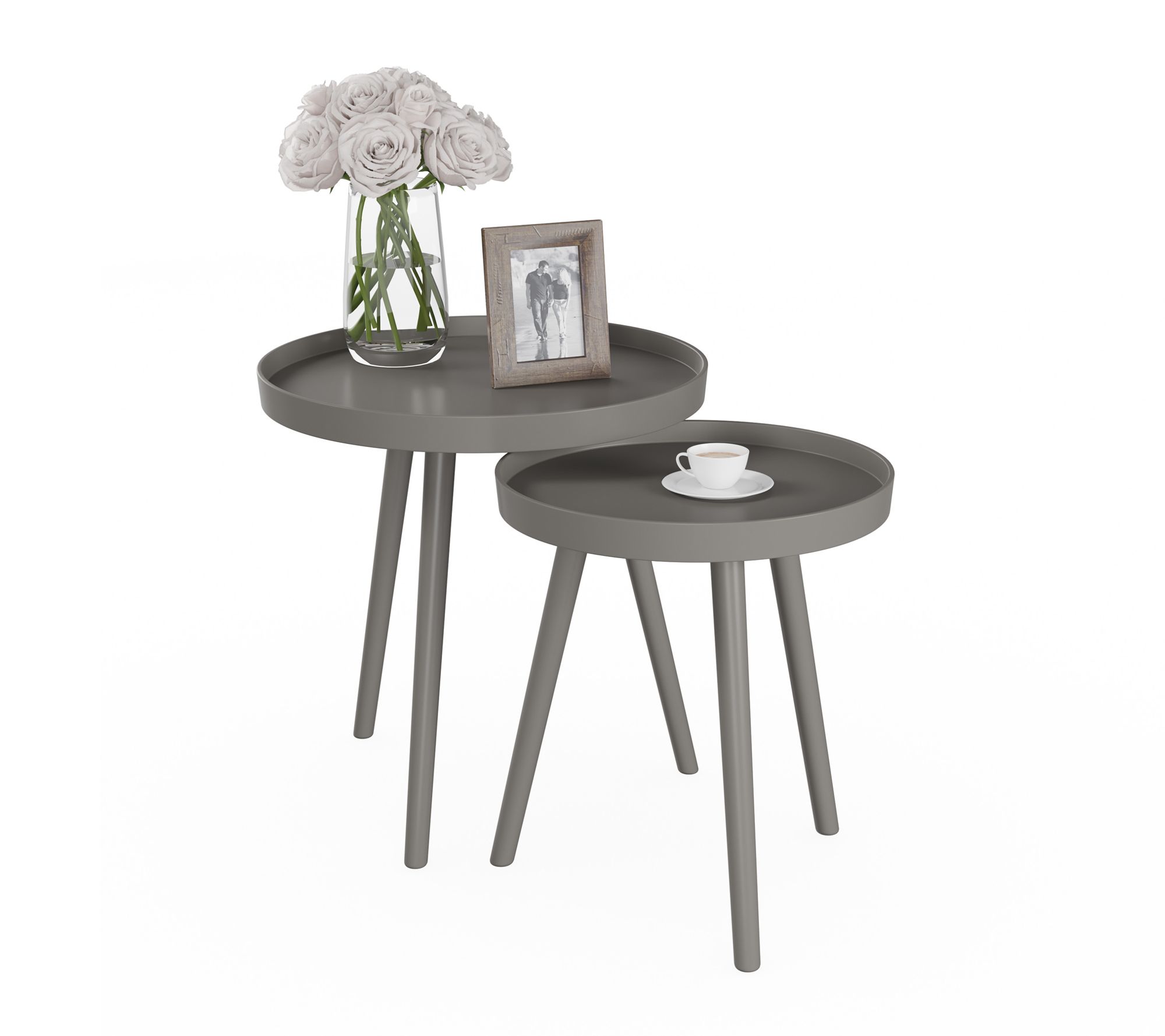 Lavish Home 2 Nesting End Tables Round MidCentury Modern