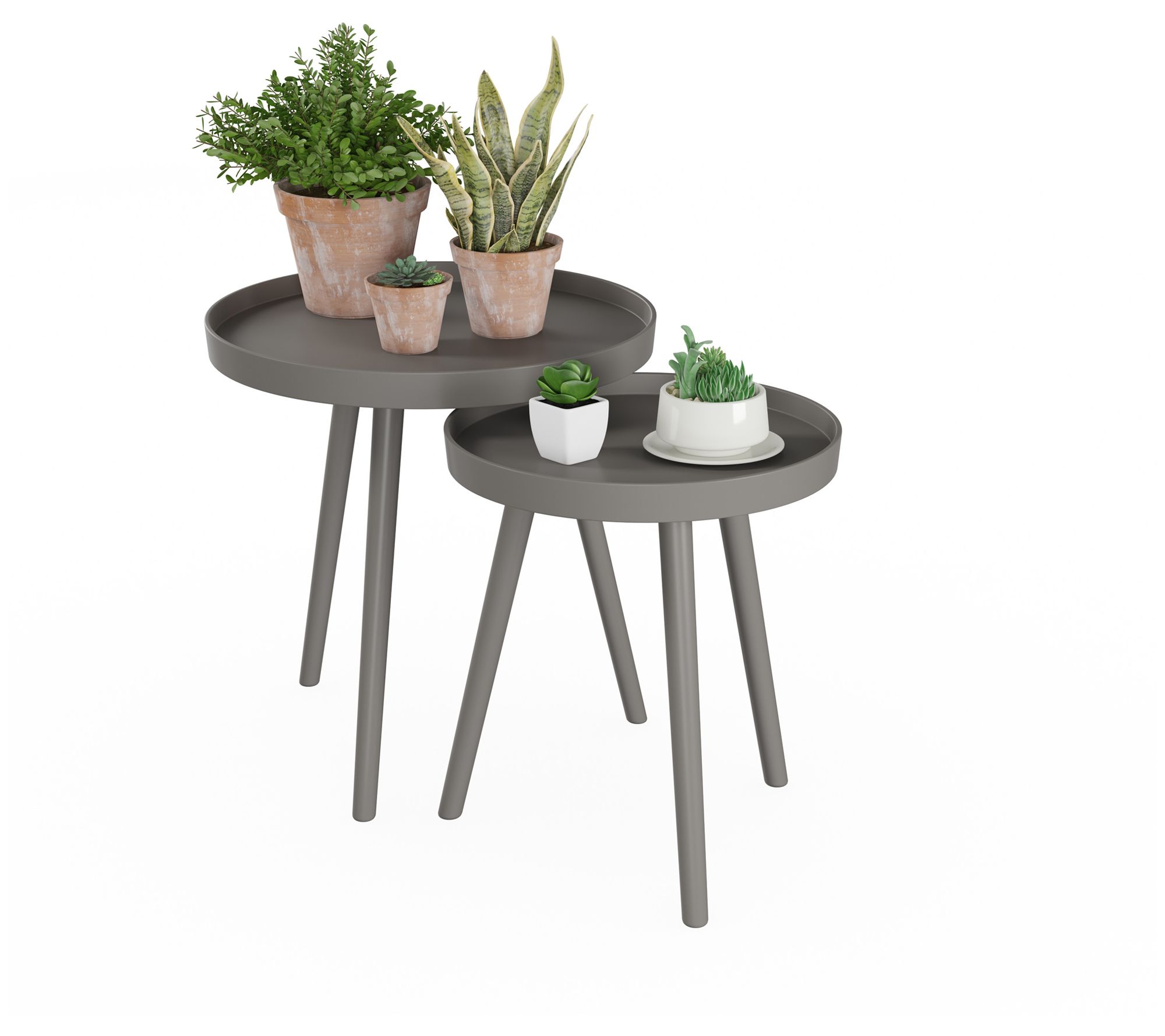 Lavish Home 2 Nesting End Tables Round MidCentury Modern