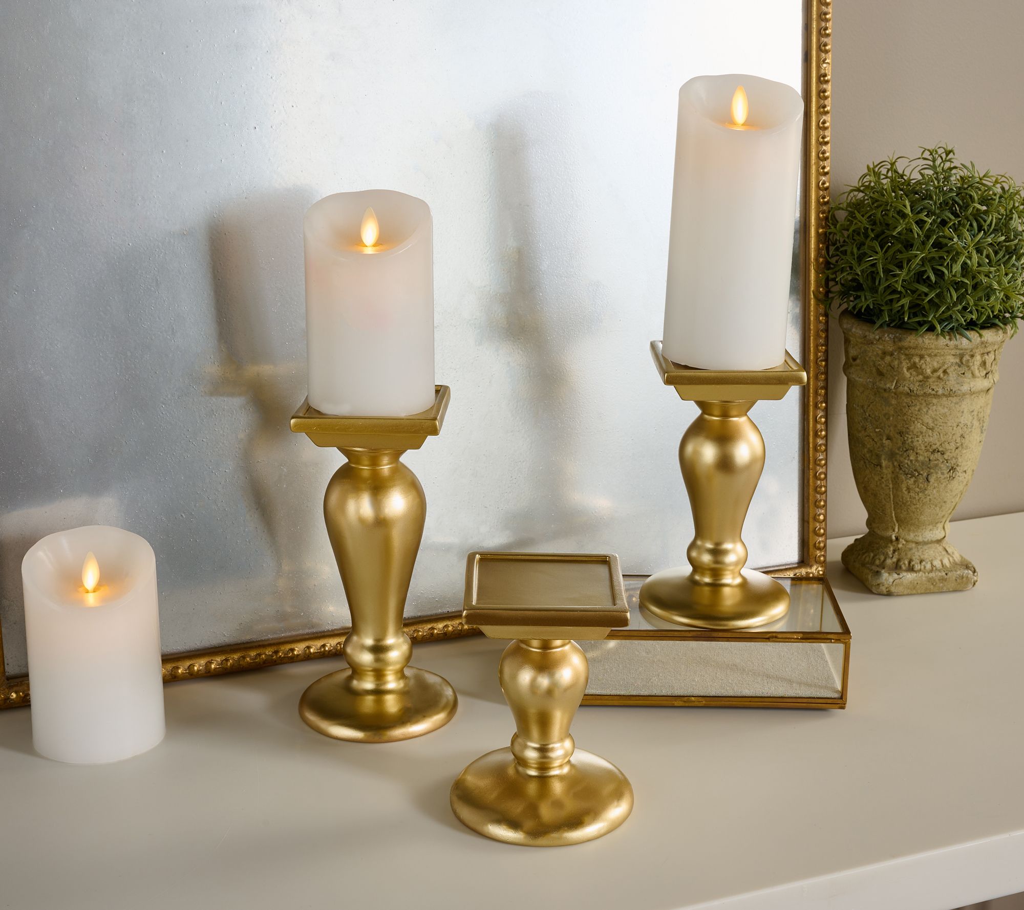 ShWk 8/4 S/3 Flippable Pedestal Candle Holders by Valerie - QVC.com