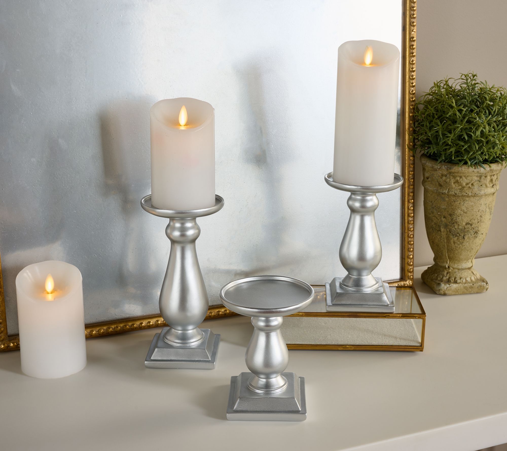 S/3 Flippable Pedestal Candle Holders by Valerie