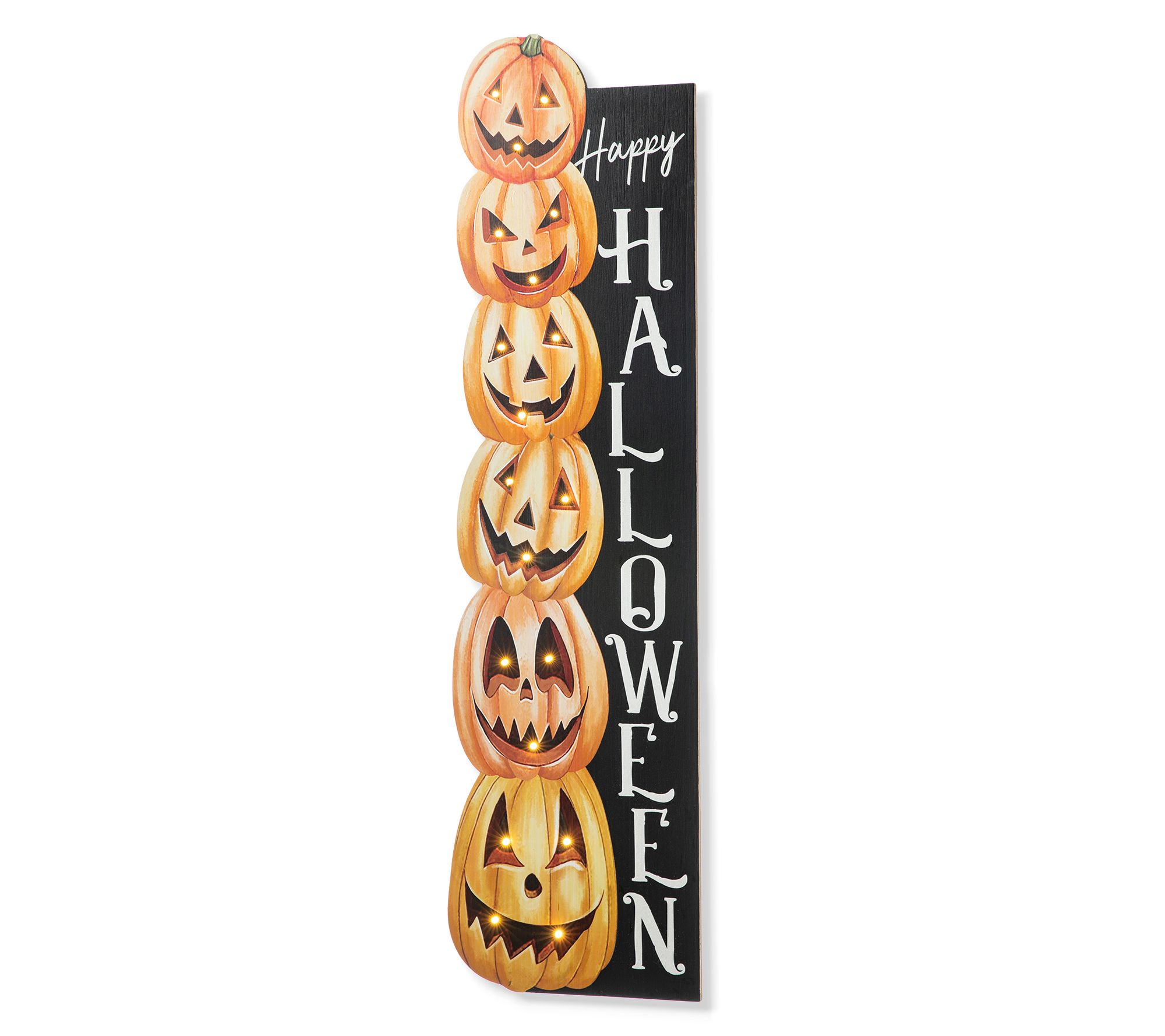Glitzhome 42"H Lighted Halloween Stacked Pumpkins Porch Sign