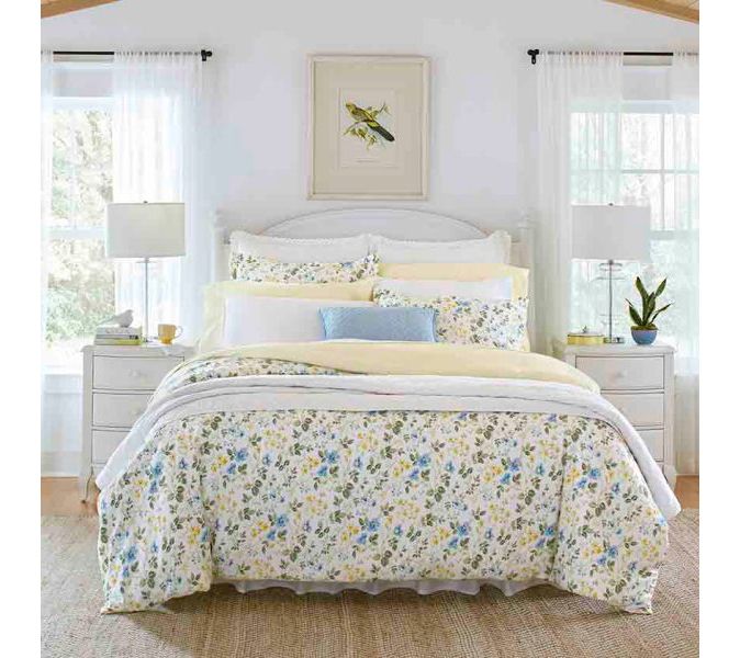 Laura Ashley Meadow Floral - Blue Full/Queen Duet Cover Set