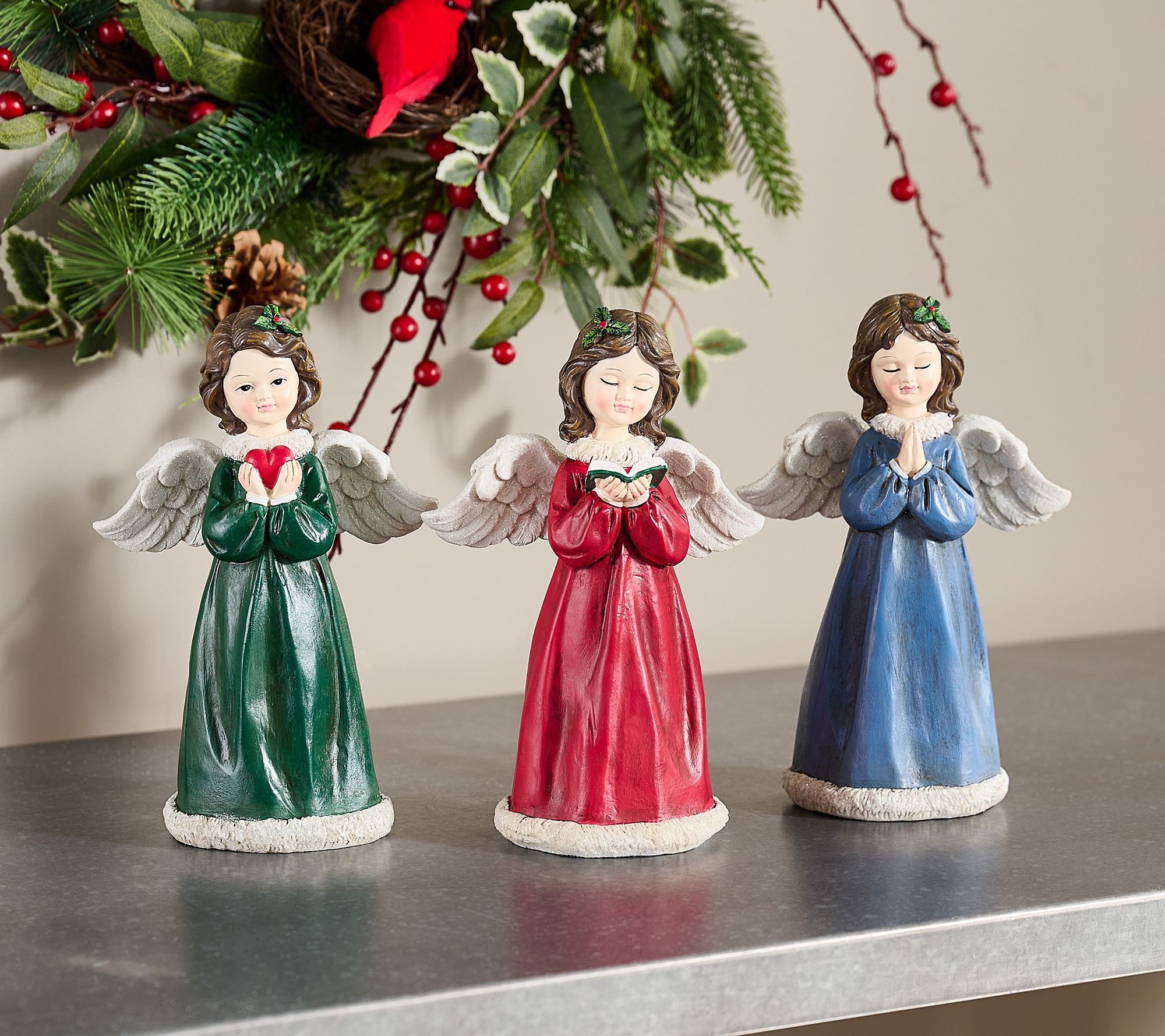 "As Is" Set of 3 9" Angel Figures by Valerie