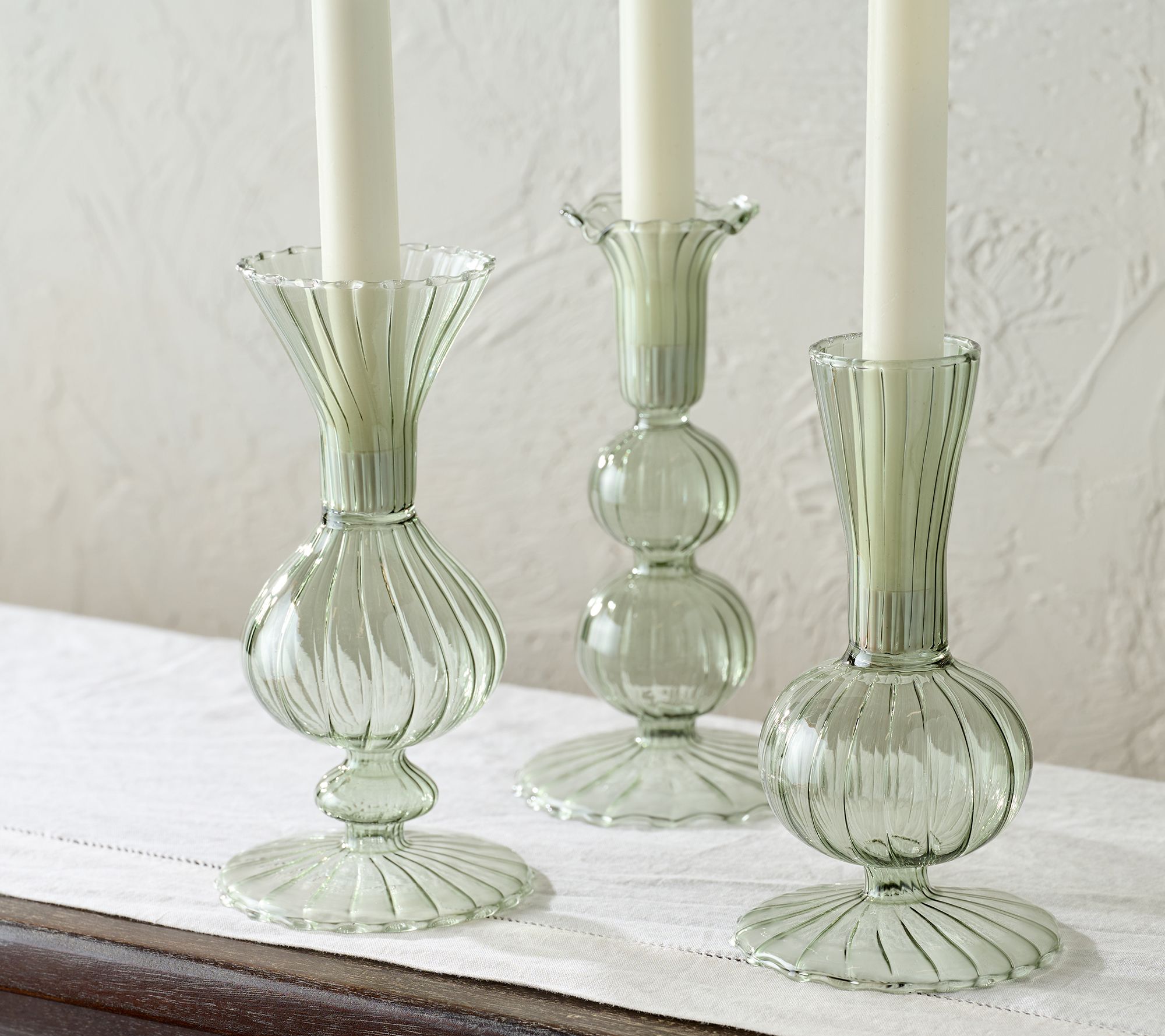 Mrs. H by Dee Hilfiger Set of 3 Blow Glass Candle Holders