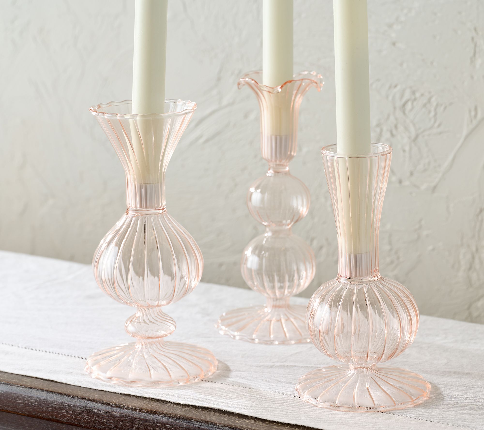 Mrs. H by Dee Hilfiger Set of 3 Blow Glass Candle Holders