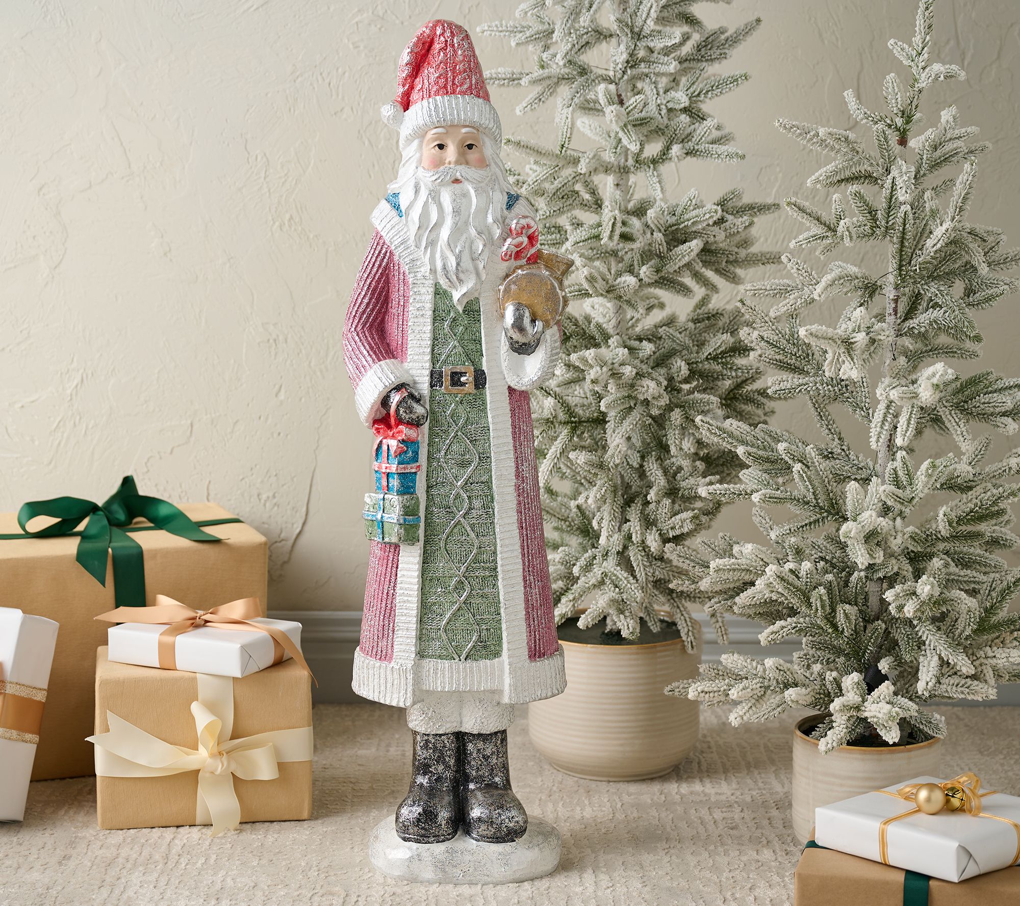Home Reflections 36" Oversized Snowy Santa with Presents