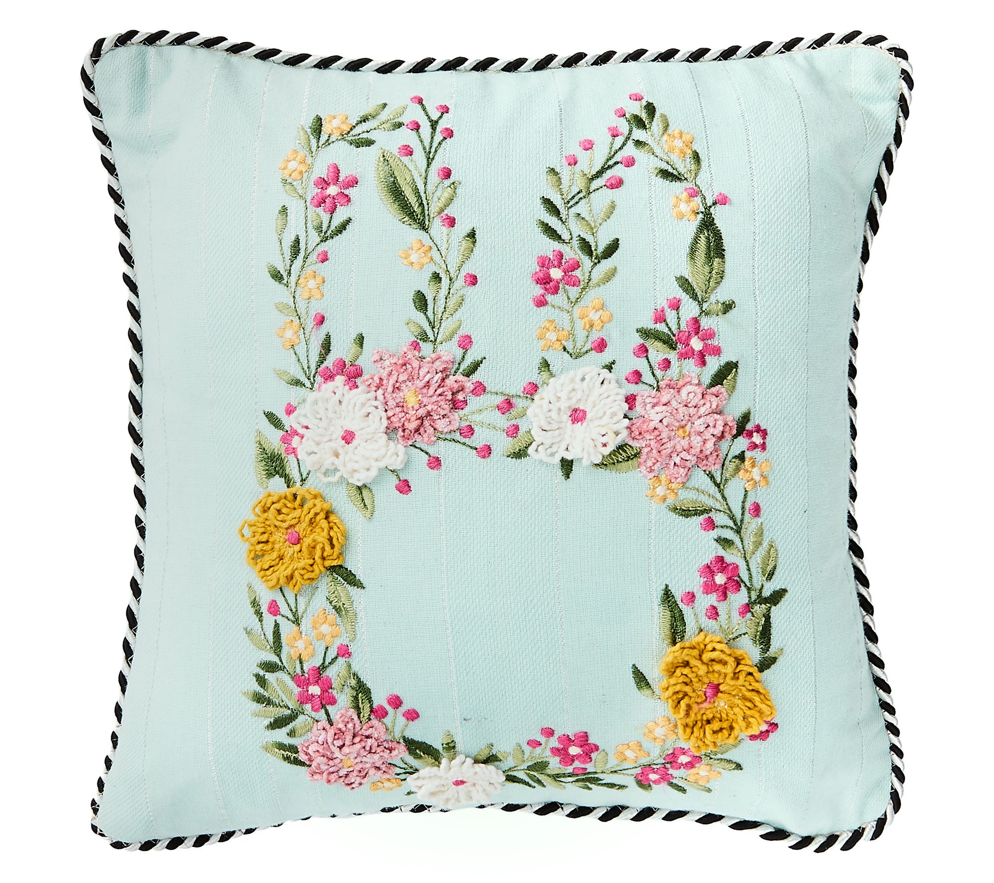 MacKenzie-Childs Floral Bunny Embroidered ThrowPillow