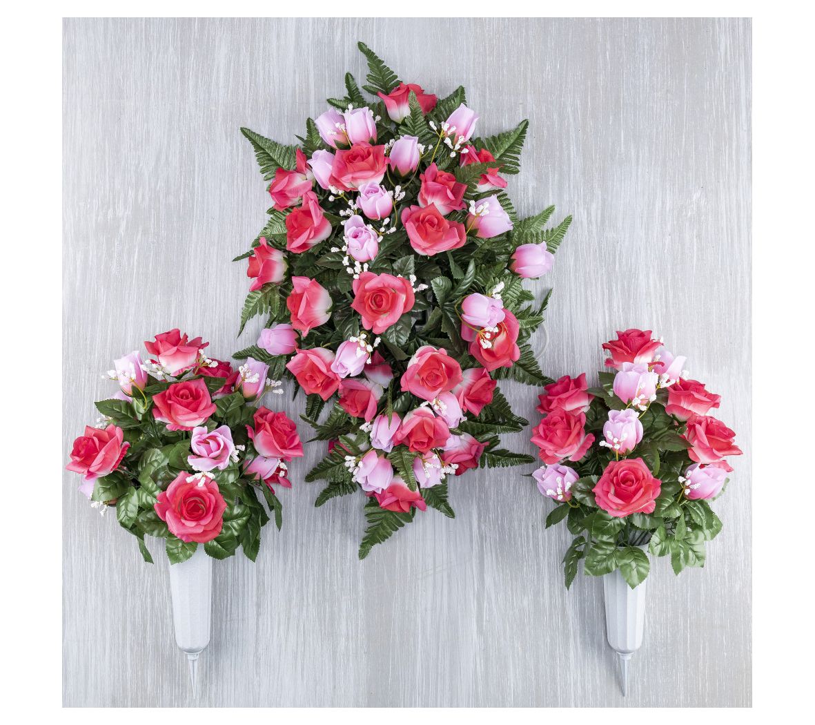 3 Piece Memorial Mixed Rose Vase Set by Teters-USR
