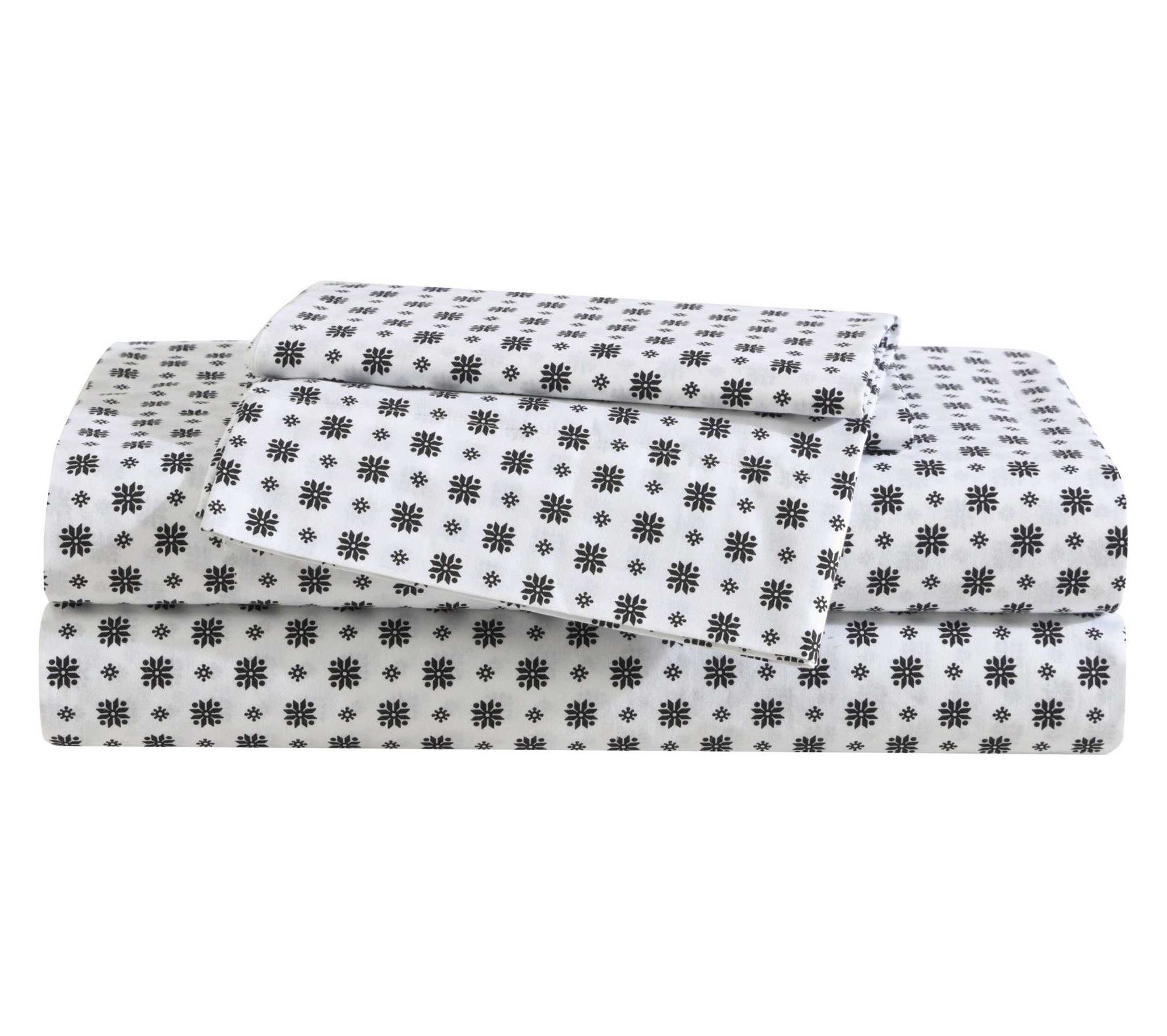 Eddie Bauer Fairisle Sprinkle White-Black Kingheet Set