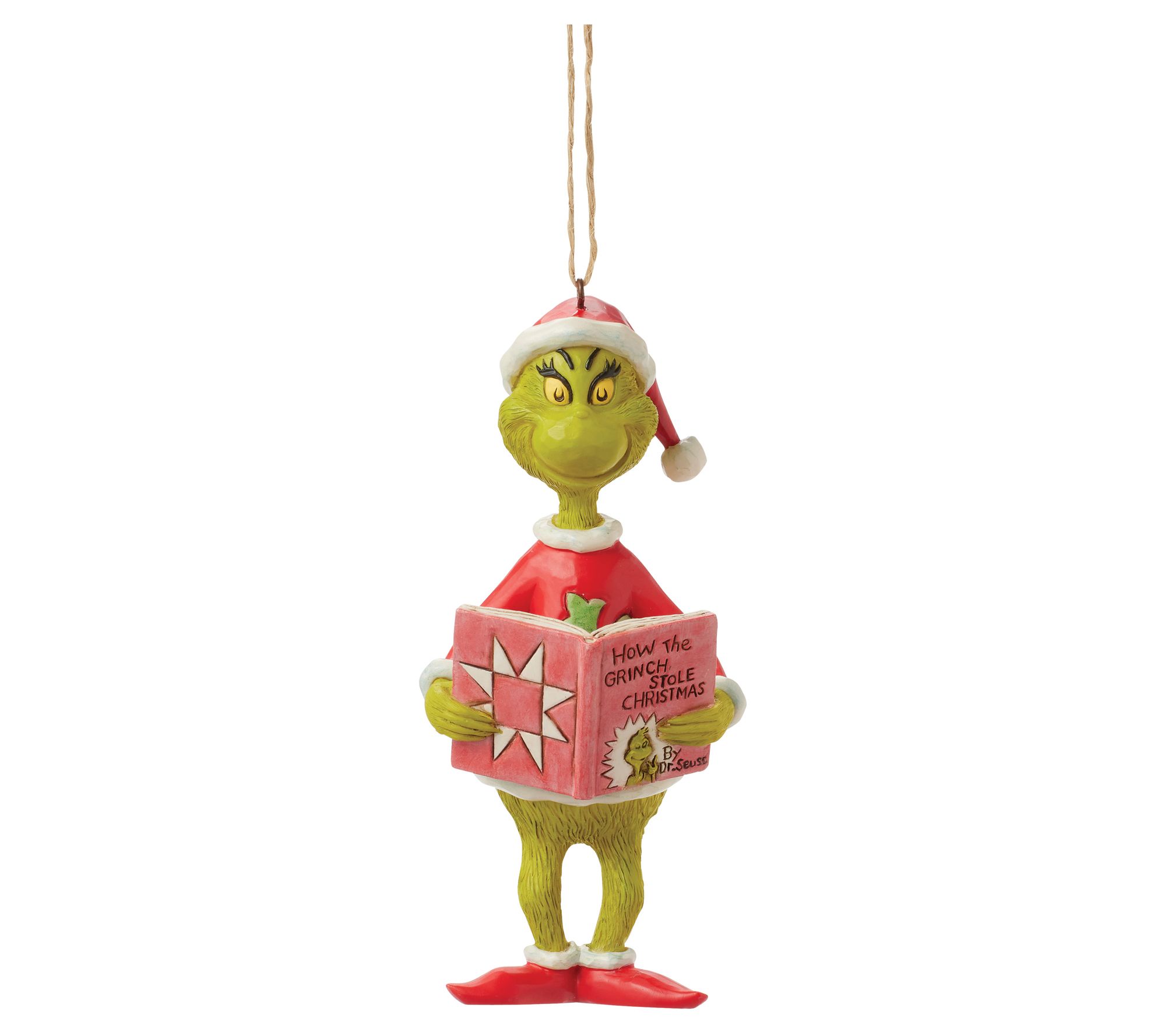 Jim Shore Grinch with Book Christmas Ornament 5.4in H