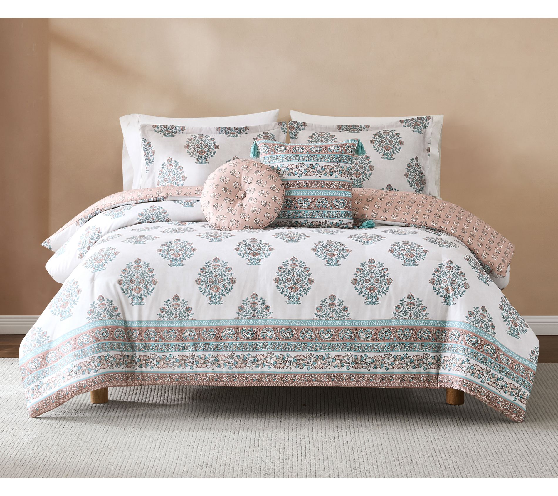 Lush Decor Sofia Flower Block Comforter 5Pc SetKing/Cal King