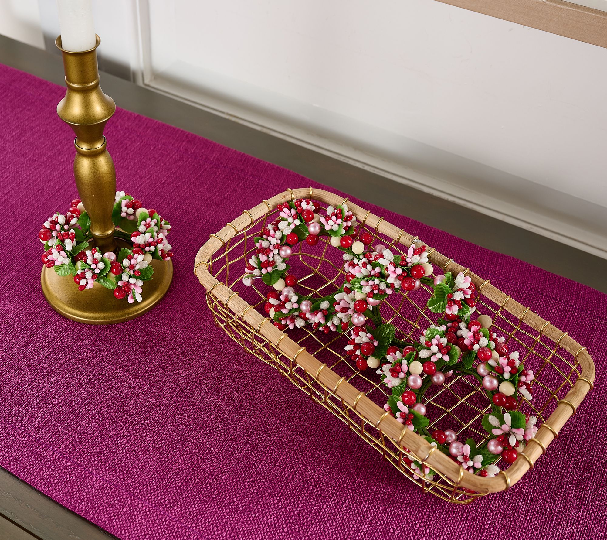 Set of 4 Valentine Pip Berry and Pearl Napkin Rings by Valerie