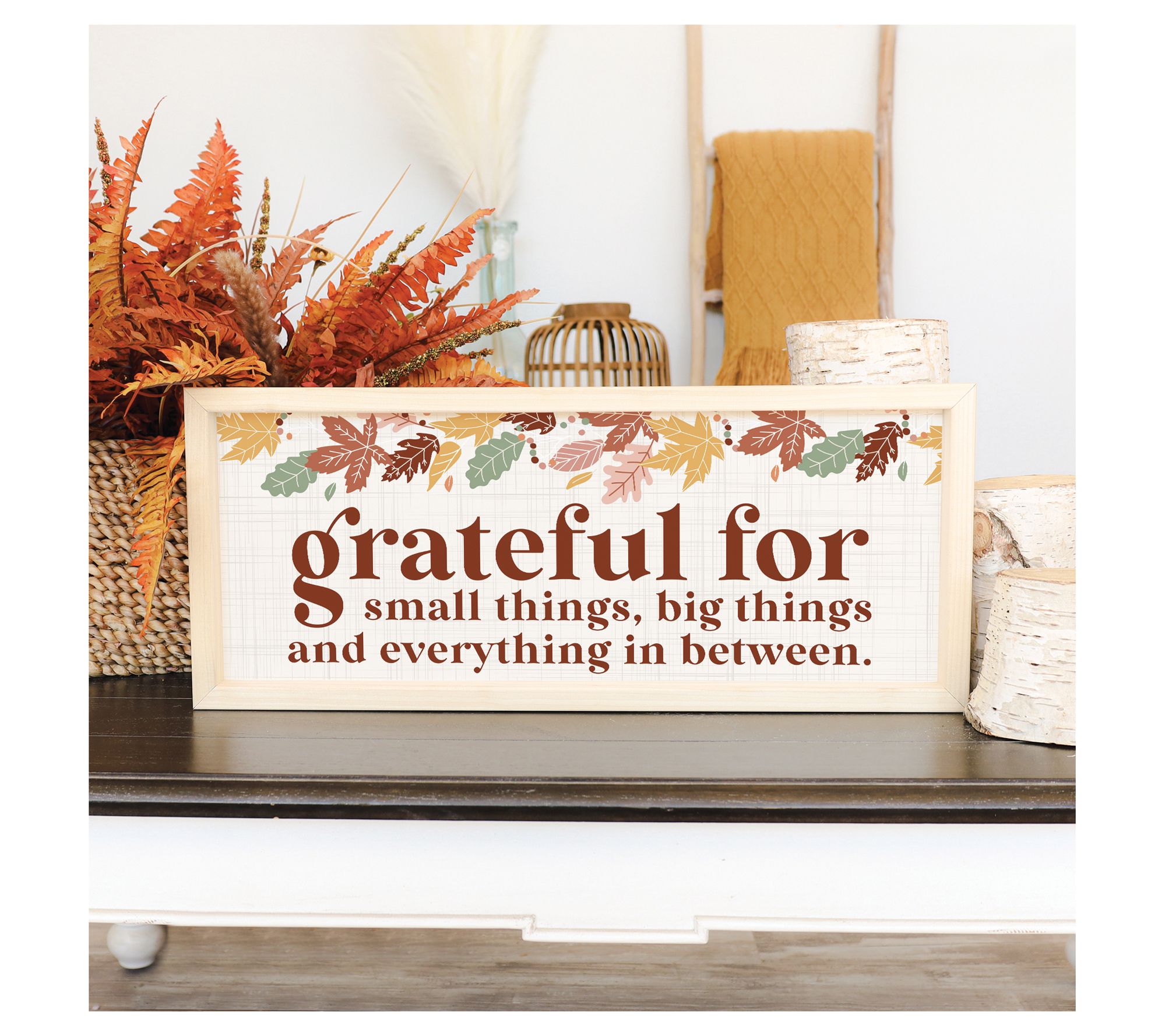 Sincere Surroundings 24" Grateful For Leaves Farmhouse Frame