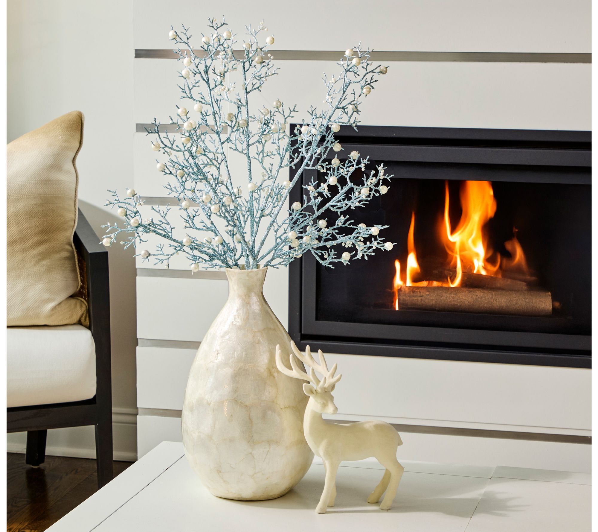 26" Glitter Coral Spray With Pearls By Valerie