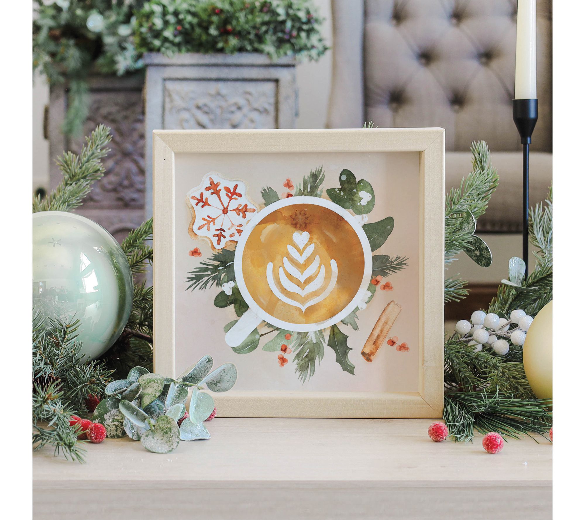 Sincere Surroundings 10" Christmas Coffee Art Rustic Frame