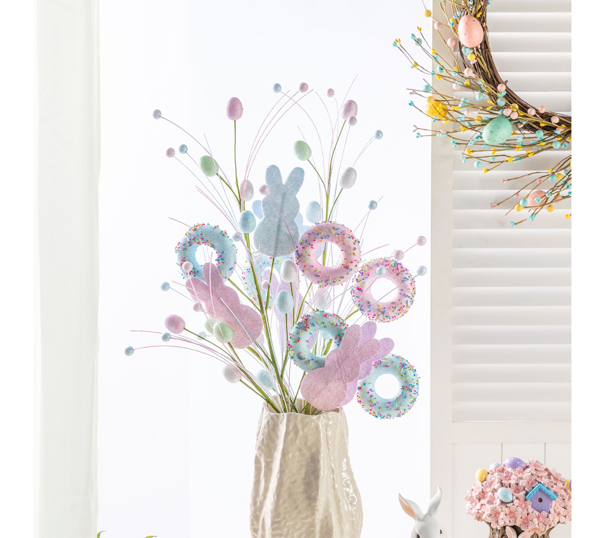 Glitzhome S/2 28"H Easter Stylish Glitter Egg Picks