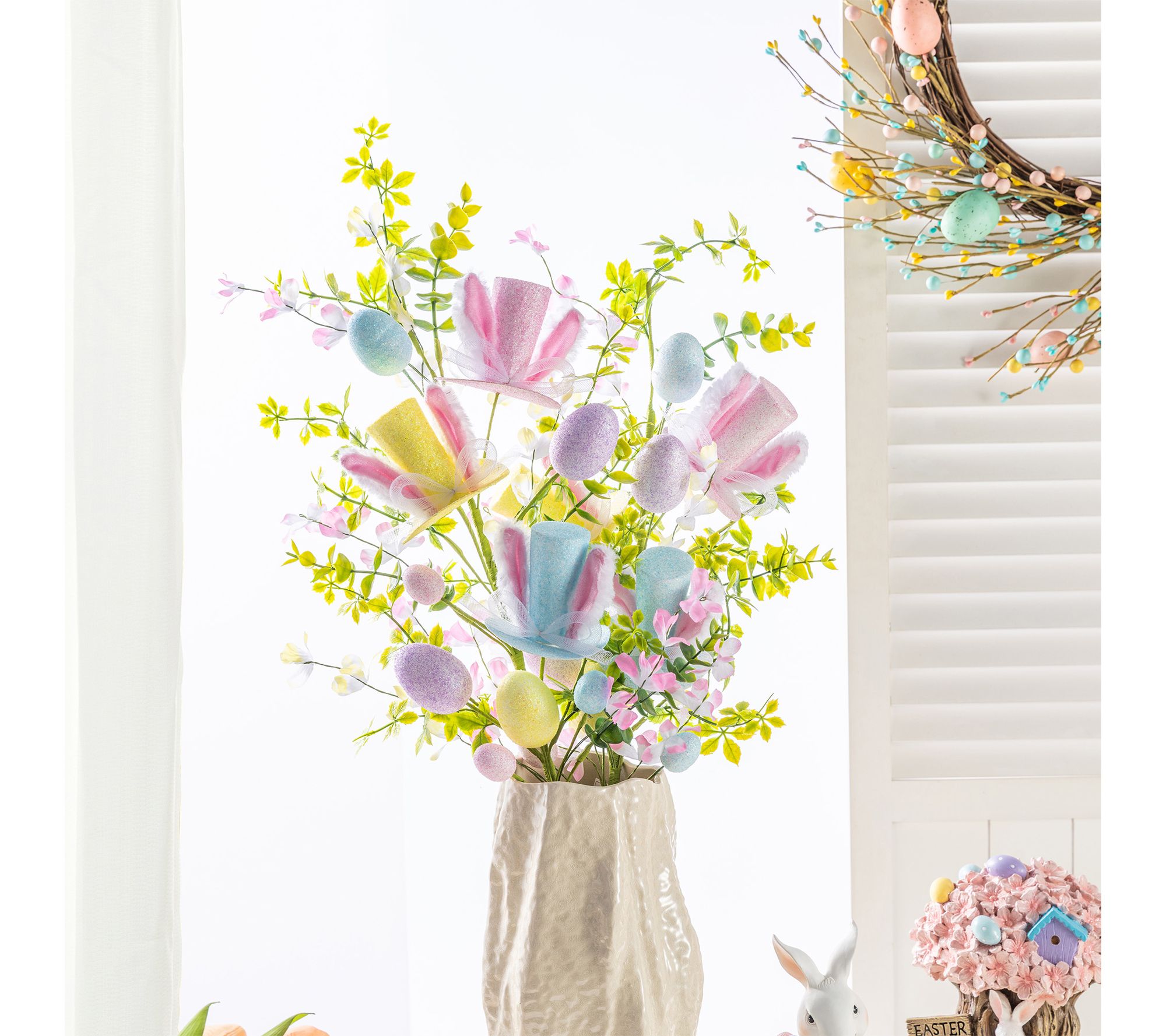 Glitzhome S/2 28"H Easter Stylish Glitter Egg Picks