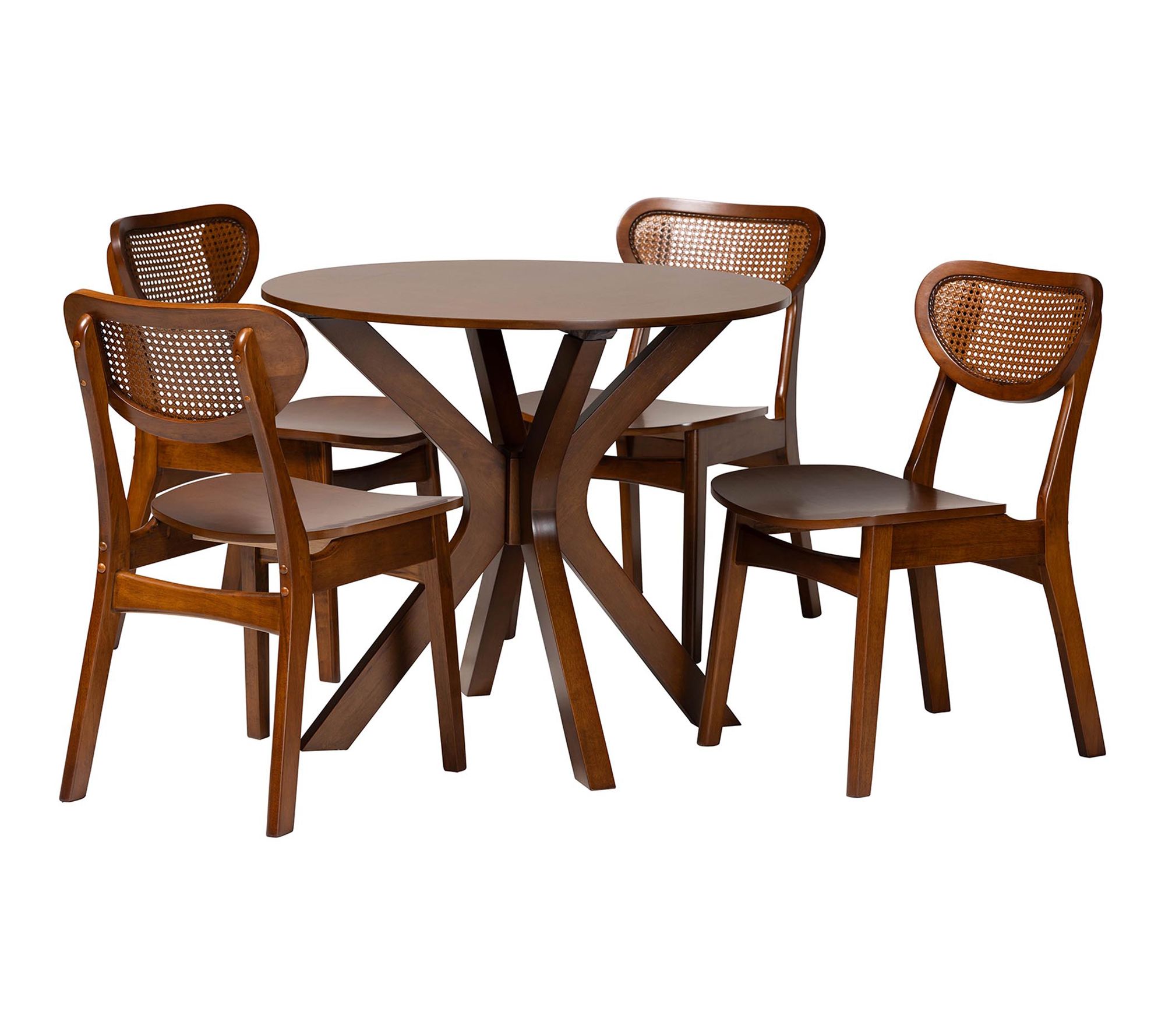 Baxton Studio Giuliana Wood and Rattan 5-PieceDining Set