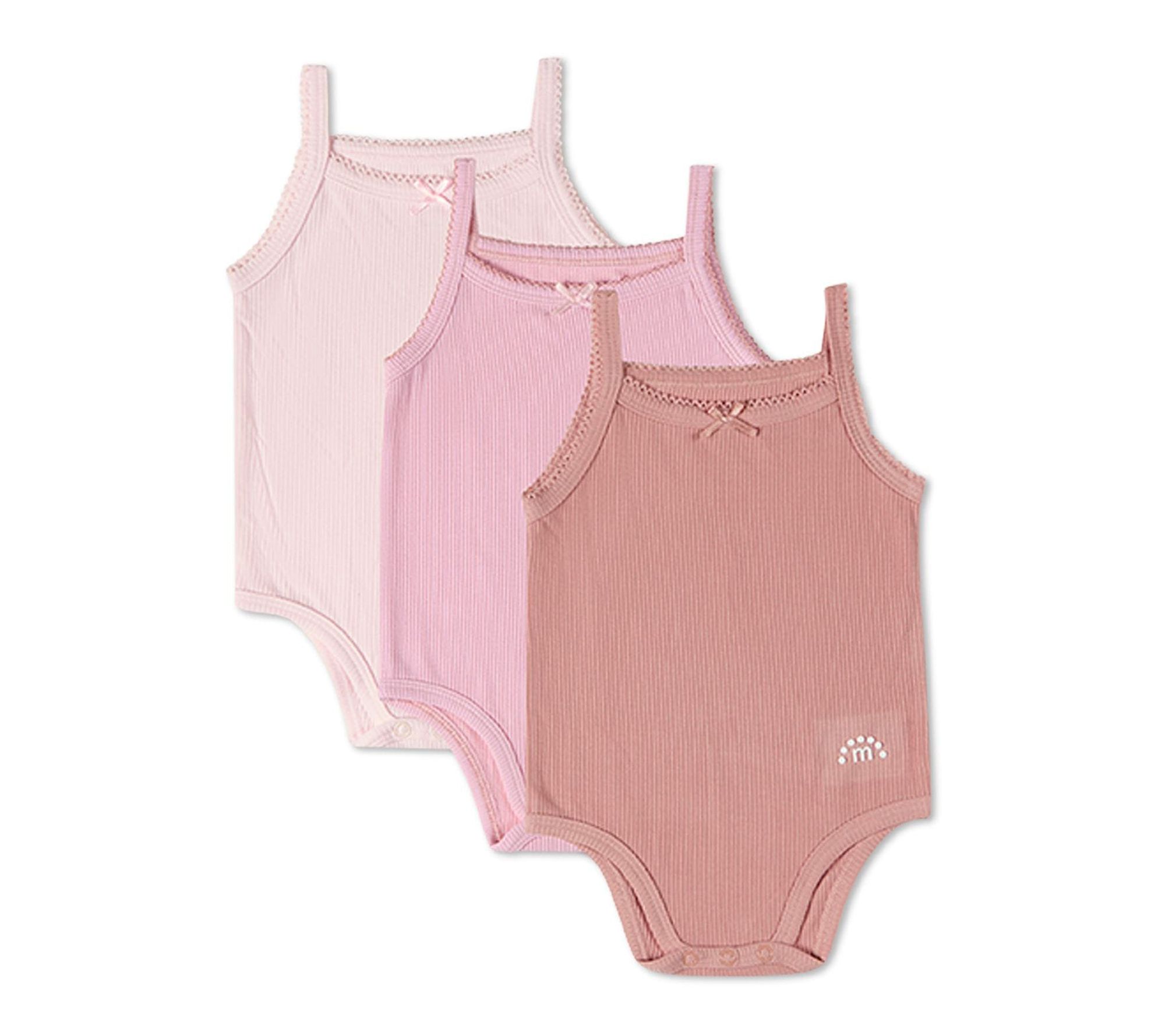 MiniMoi 3 Pack Mini-Ribbed Stretch Modal Solid-Color Bodysuits