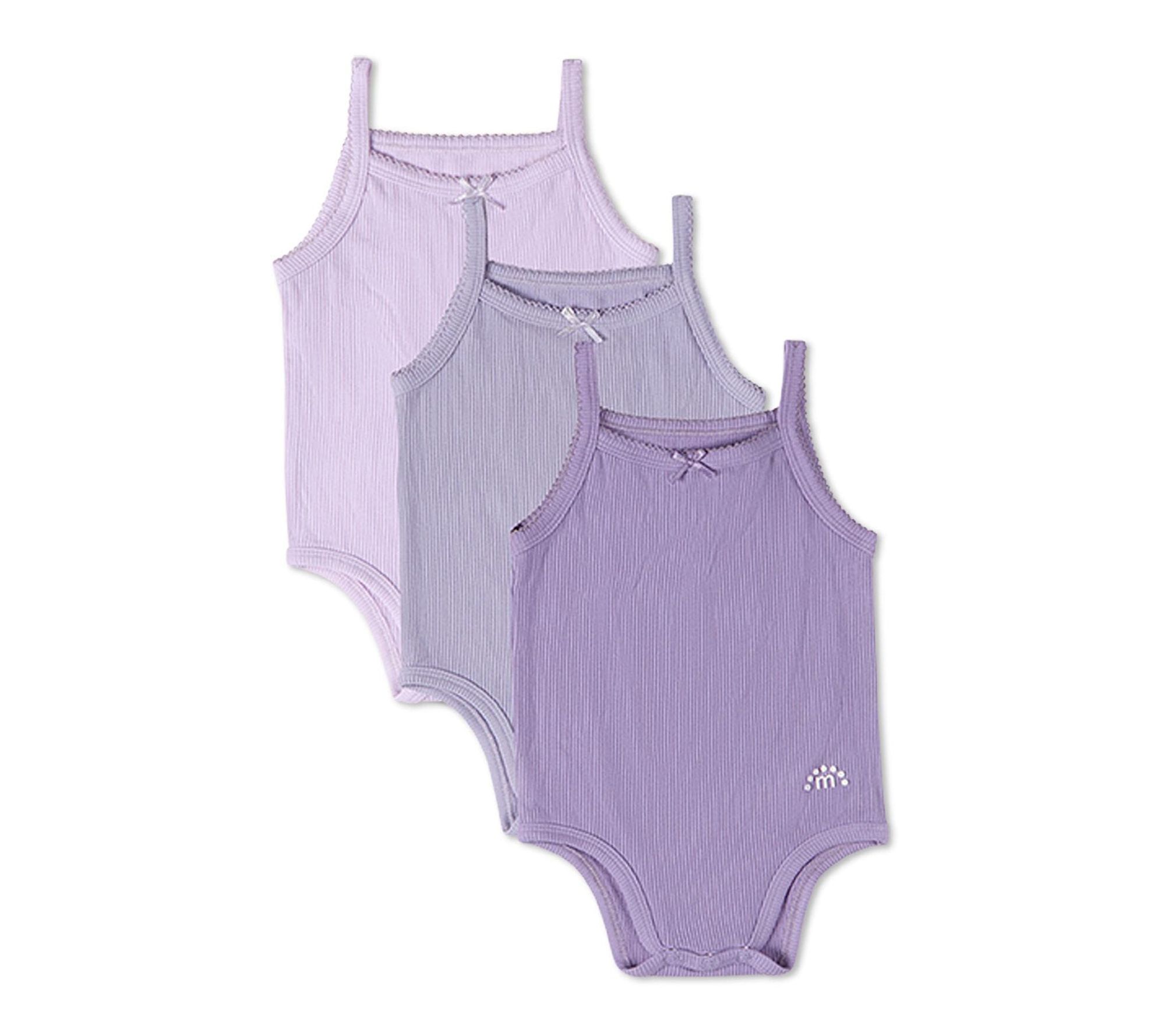 MiniMoi 3 Pack Mini-Ribbed Stretch Modal Solid-Color Bodysuits