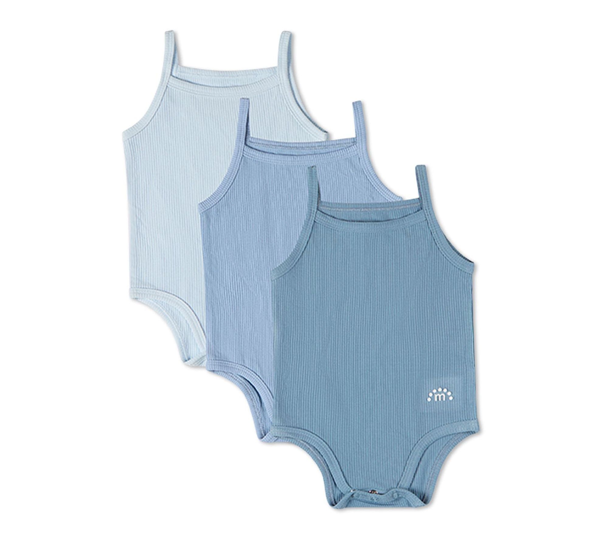 MiniMoi 3 Pack Mini-Ribbed Stretch Modal Solid-Color Bodysuits
