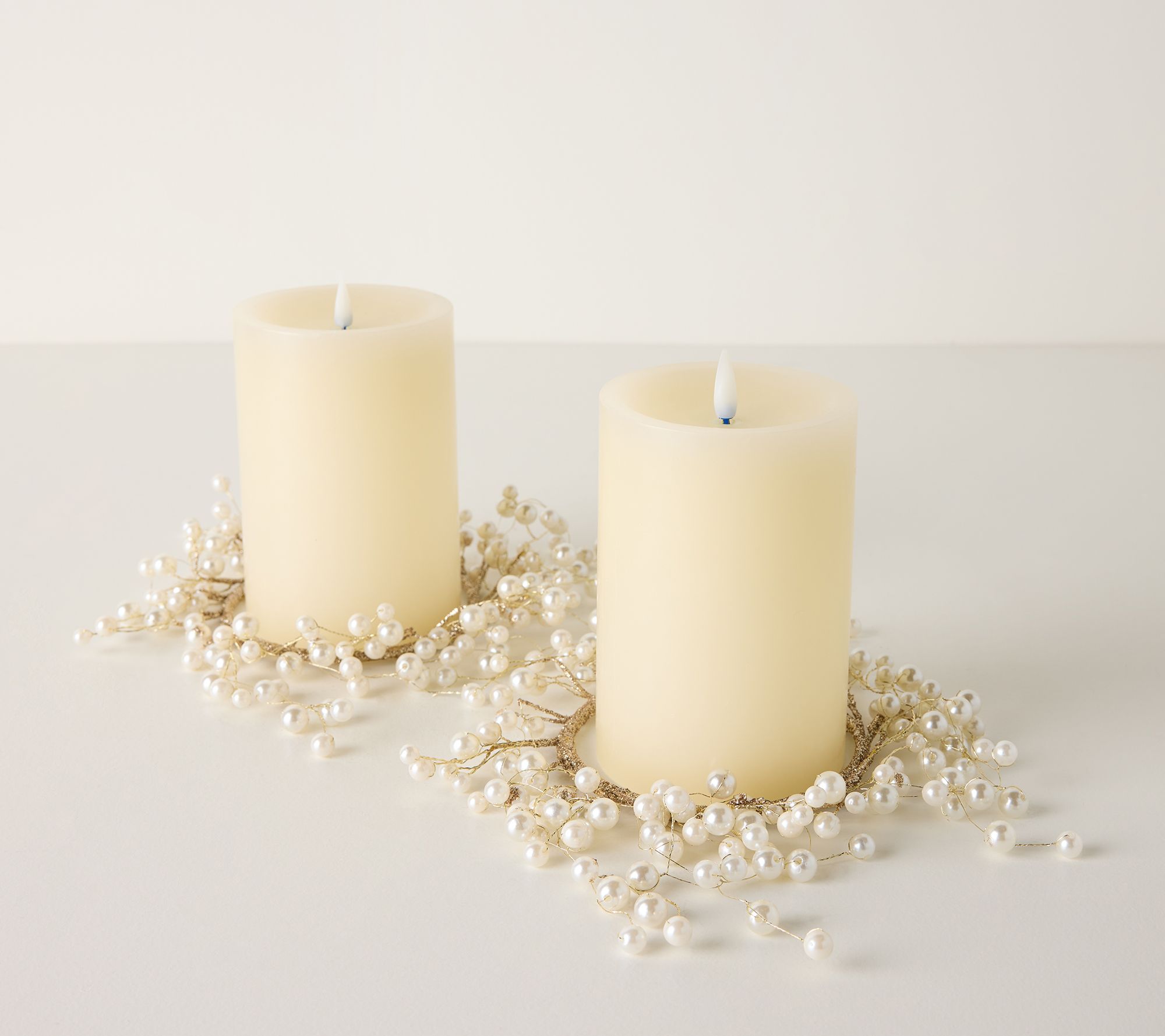 Set of 2 Cascading Pearl Candle Rings by Valerie