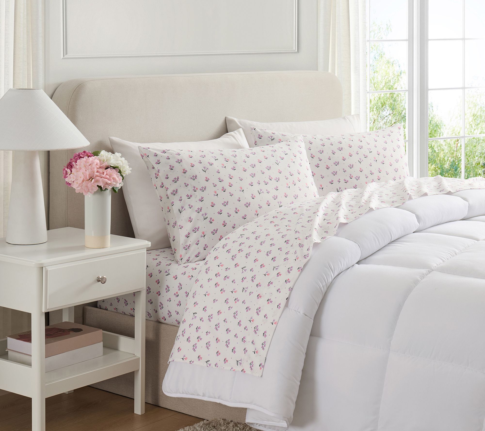 Hallmark Flower Garden 4-Piece Microfiber Bed Sheet Set, Queen