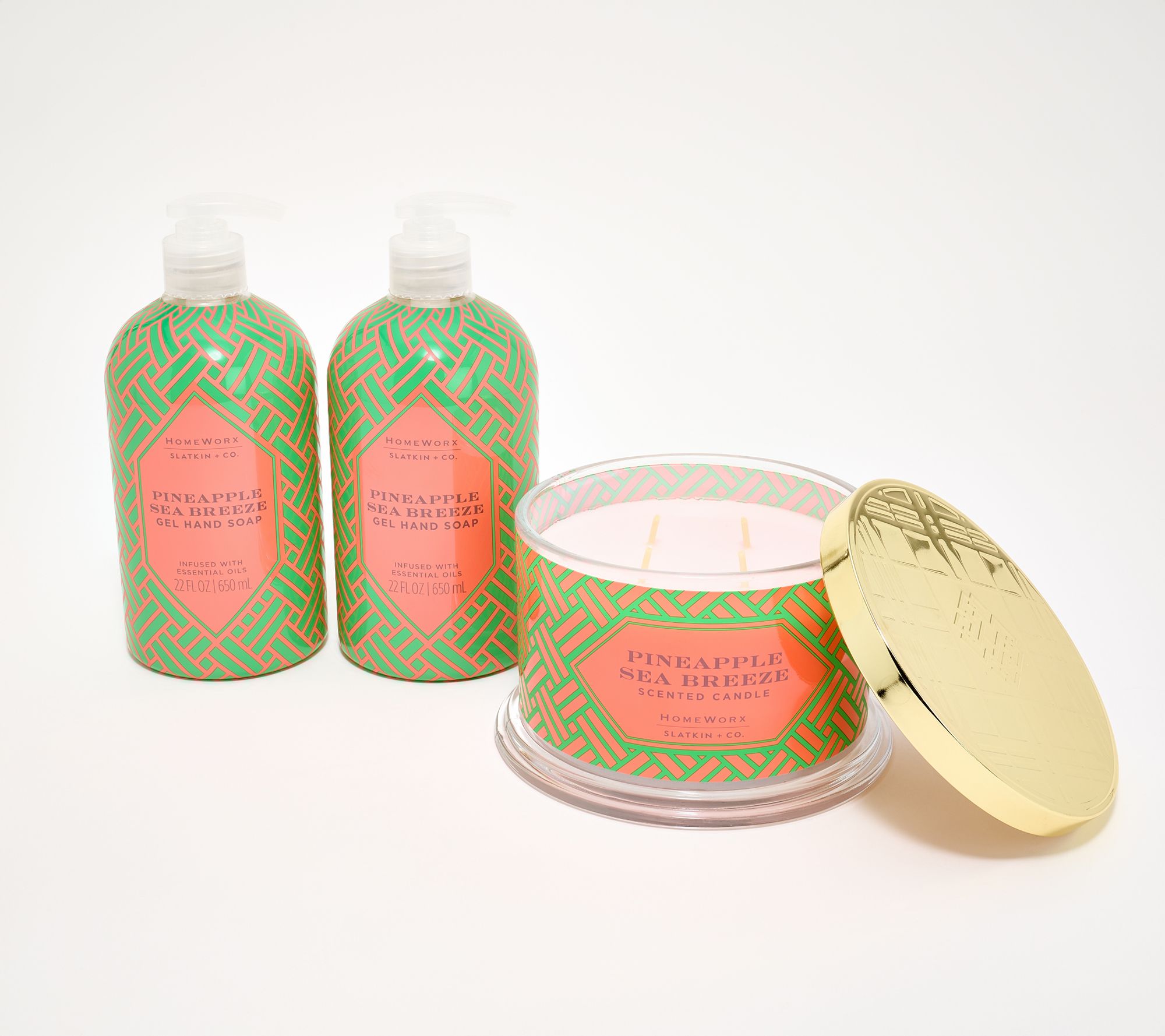 HomeWorx Pineapple Sea Breeze Candle & 2 Hand Soaps Auto-Delivery