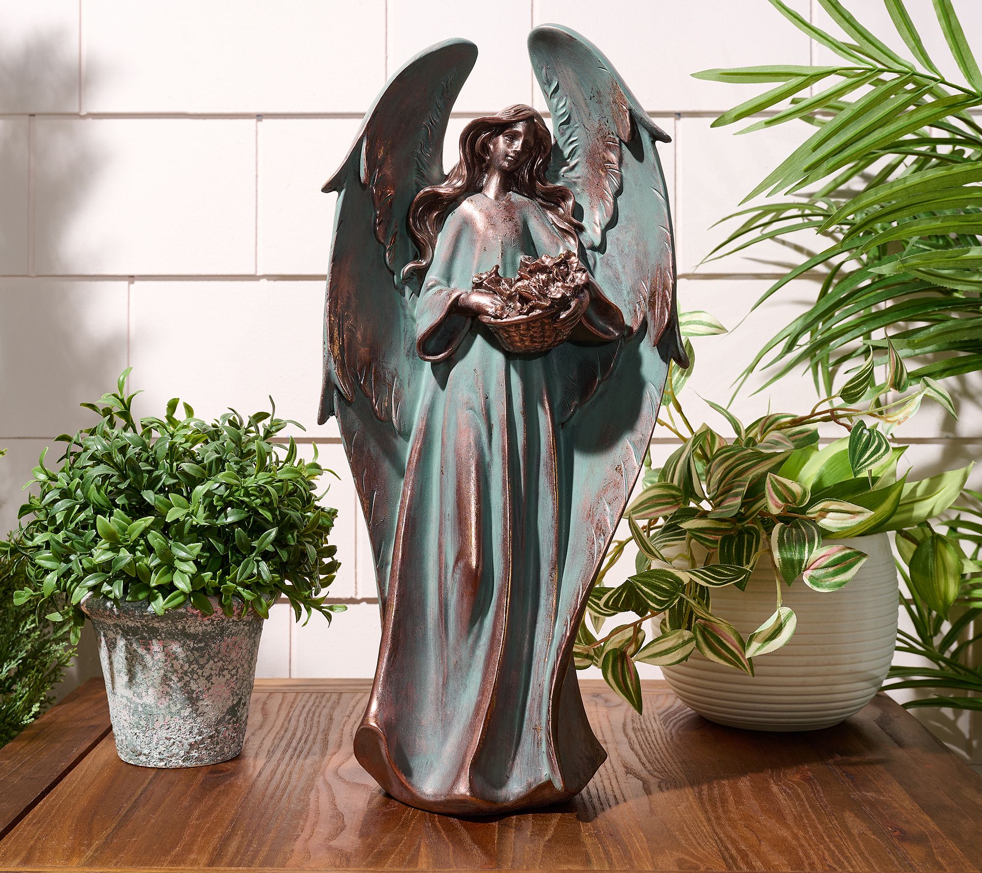 "As Is" 15.5" Indoor/Outdoor Antiqued Angel Figure by Valerie