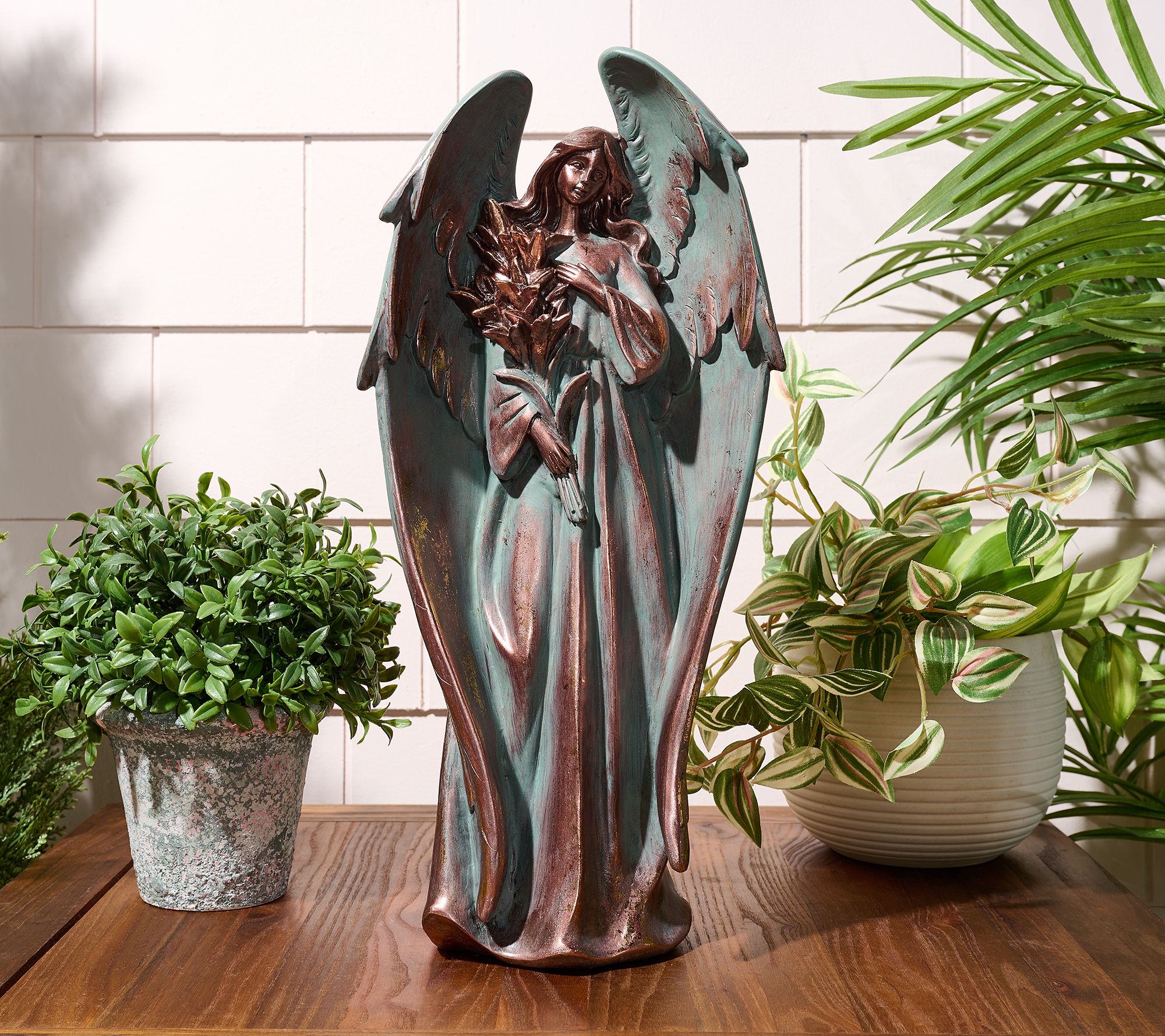 "As Is" 15.5" Indoor/Outdoor Antiqued Angel Figure by Valerie