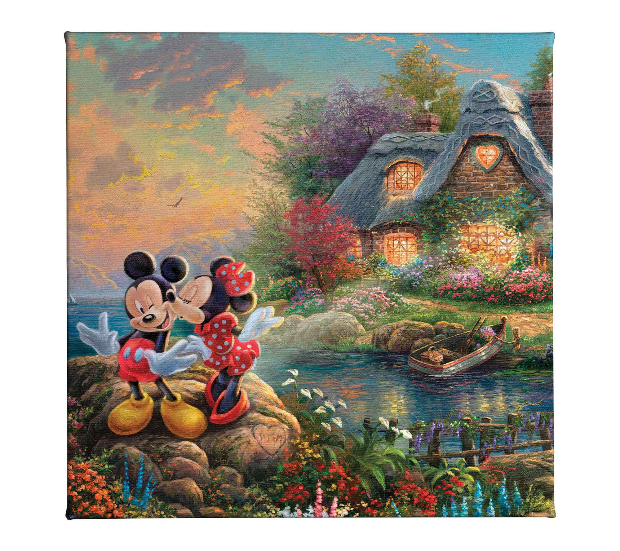 Thomas Kinkade Mickey&Minnie Sweetheart Cove 14x14 Gallery Wrap