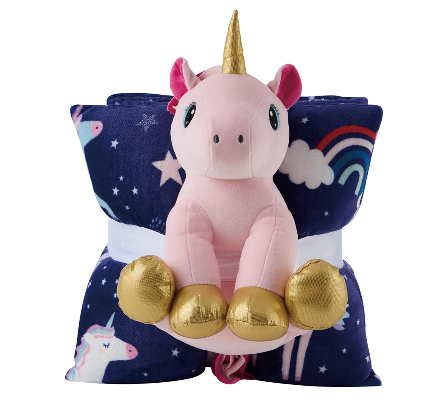 Olivia & Finn 3-Piece Unicorn Throw and Decorative Pillow Set