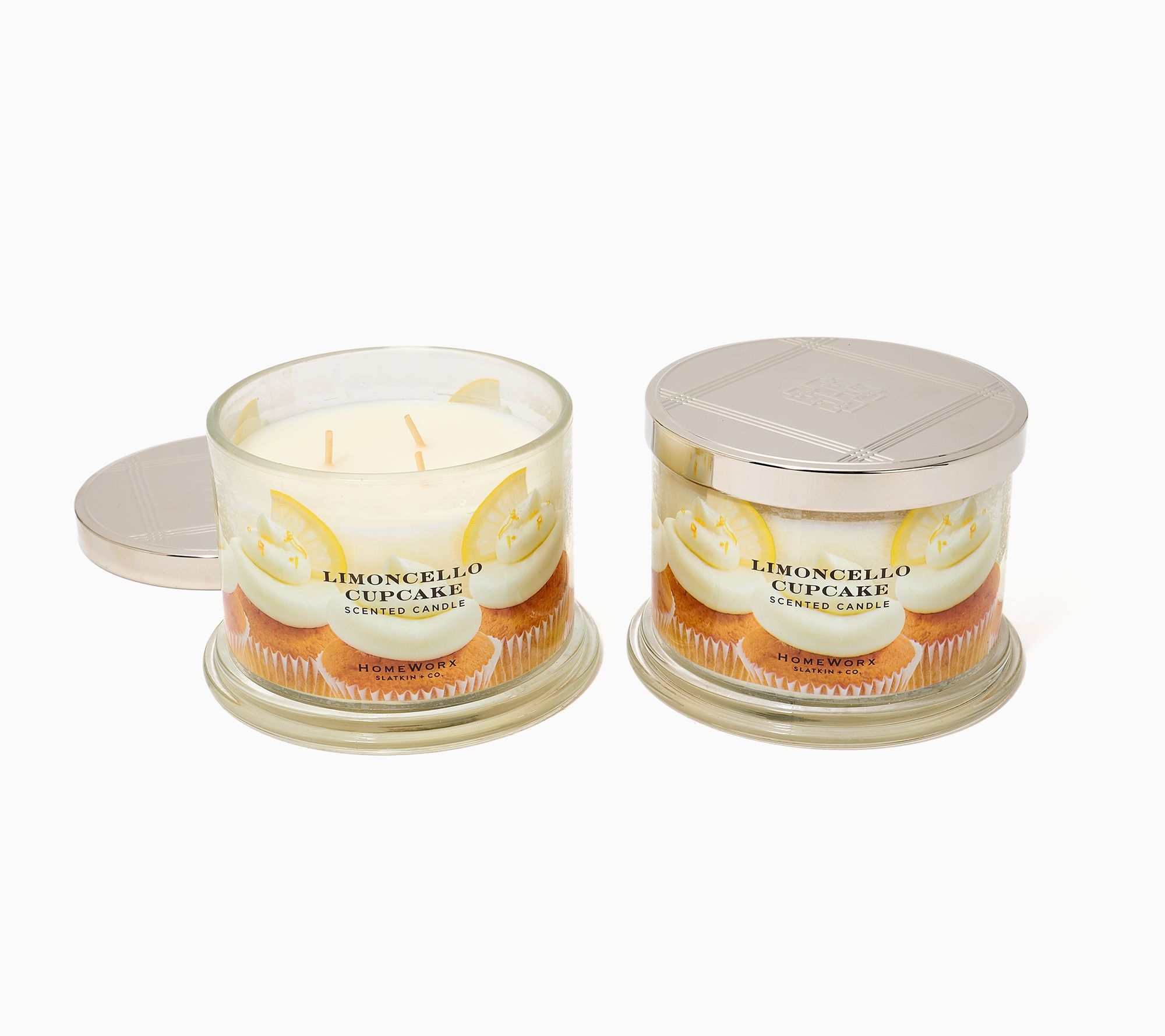 HomeWorx by Slatkin + Co. S/2 14oz Limoncello Cupcake Candles