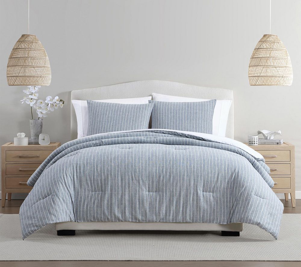 Palm Aire Jackson 3-P Stripe Cotton Comforter Set, Queen