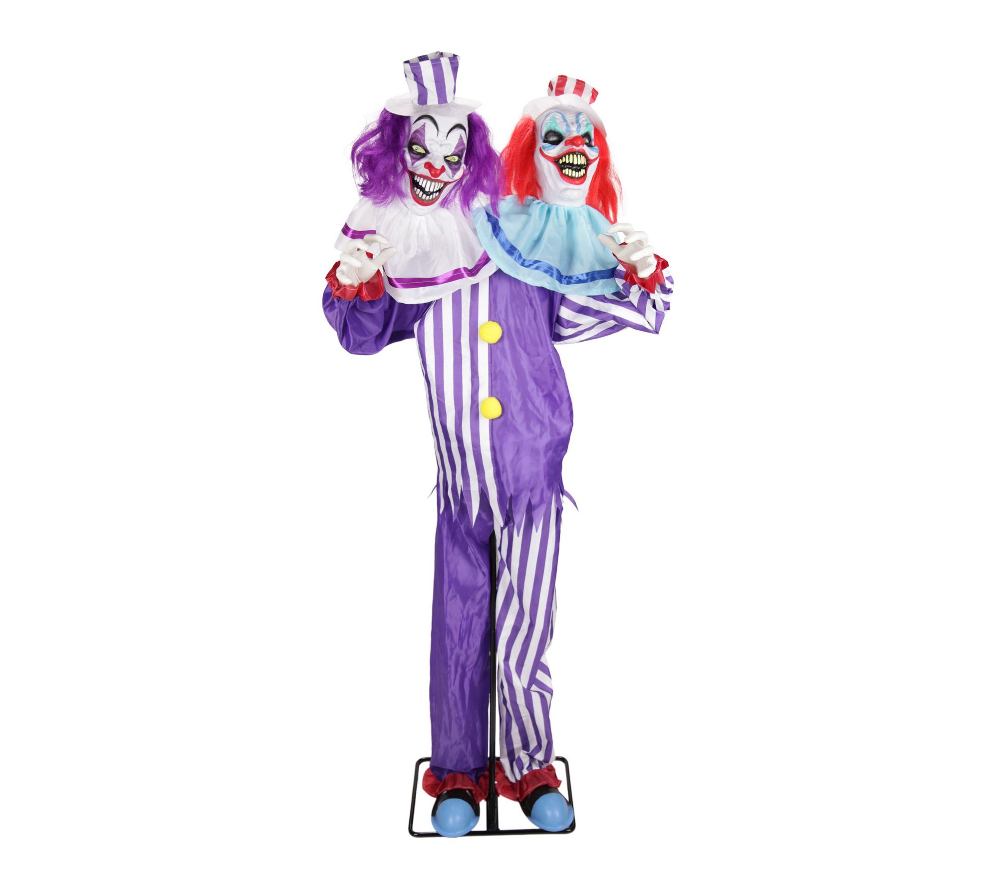 Haunted Hill Farm 5.5-ft. Standing Two -Headed Clown Animatronic