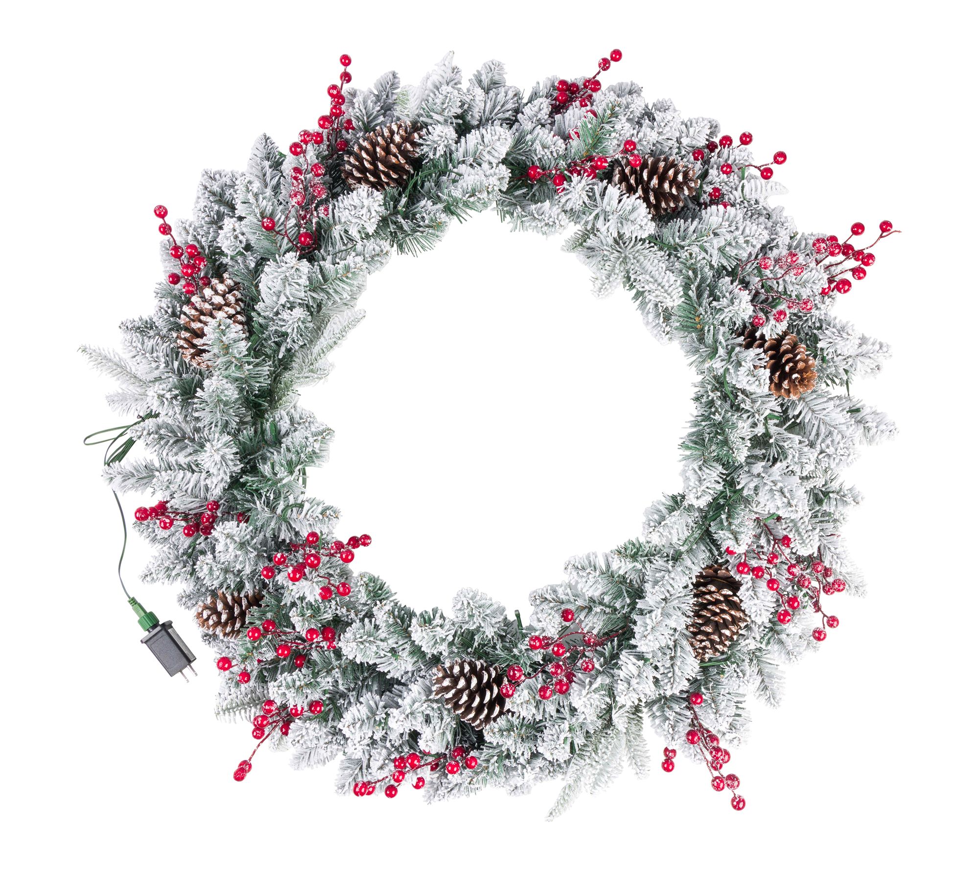 Elf Stor 36" Christmas Wreath with Lights, Berries,