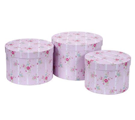 Treasures by Shabby Chic Set of 3 Nesting Round Hat Boxes - QVC.com