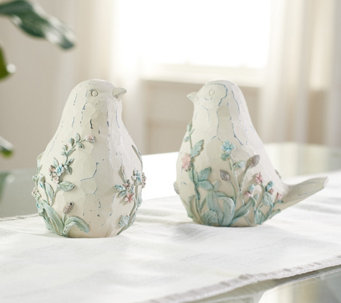 Set of 2 Birds with Embossed Floral Design by Valerie - H221432