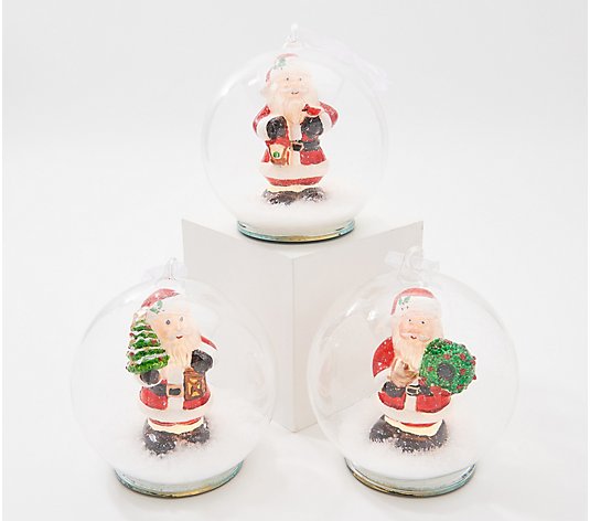 Set of 3 Illuminated Ornaments with Scene by Valerie
